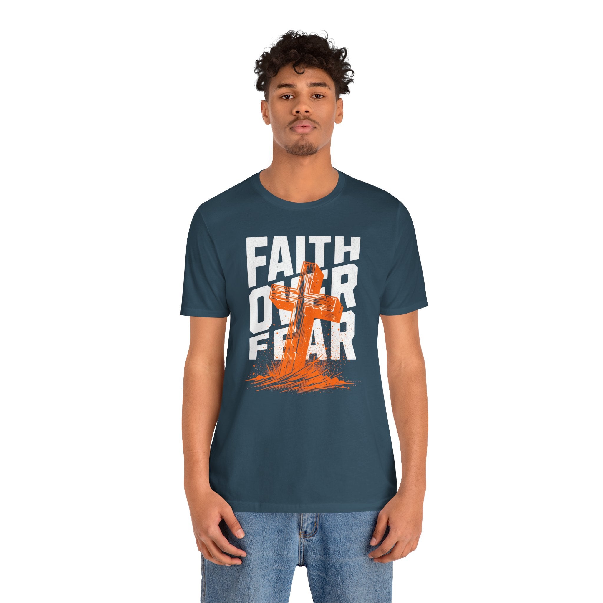 Faith Over Fear Tee | Christian Cross Inspirational Short Sleeve Shirt | Cr8tive Designs