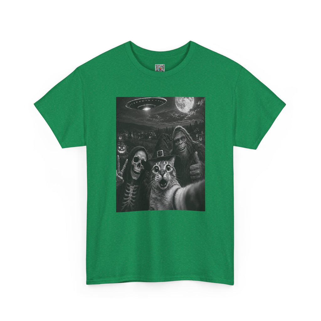 Spooky Squad Selfie Shirt | Funny Halloween Bigfoot Cat Alien Graphic Tee | Cr8tive Designs