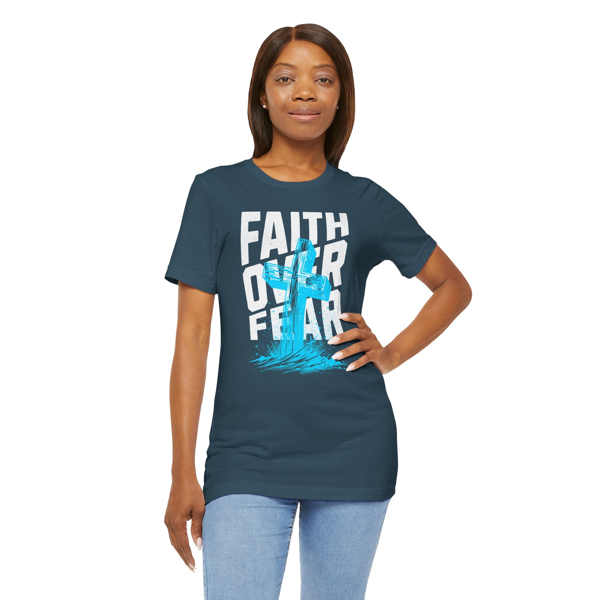 Faith Over Fear T-Shirt | Christian Cross Inspirational Tee | Cr8tive Designs