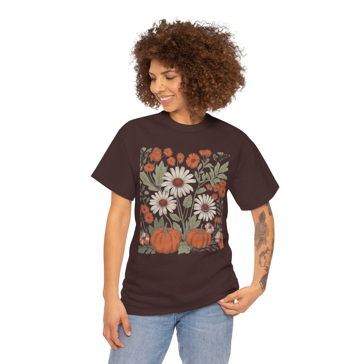 Vintage Floral Pumpkin Tee | Cottagecore Autumn Botanical Graphic T-Shirt | Cr8tive Designs