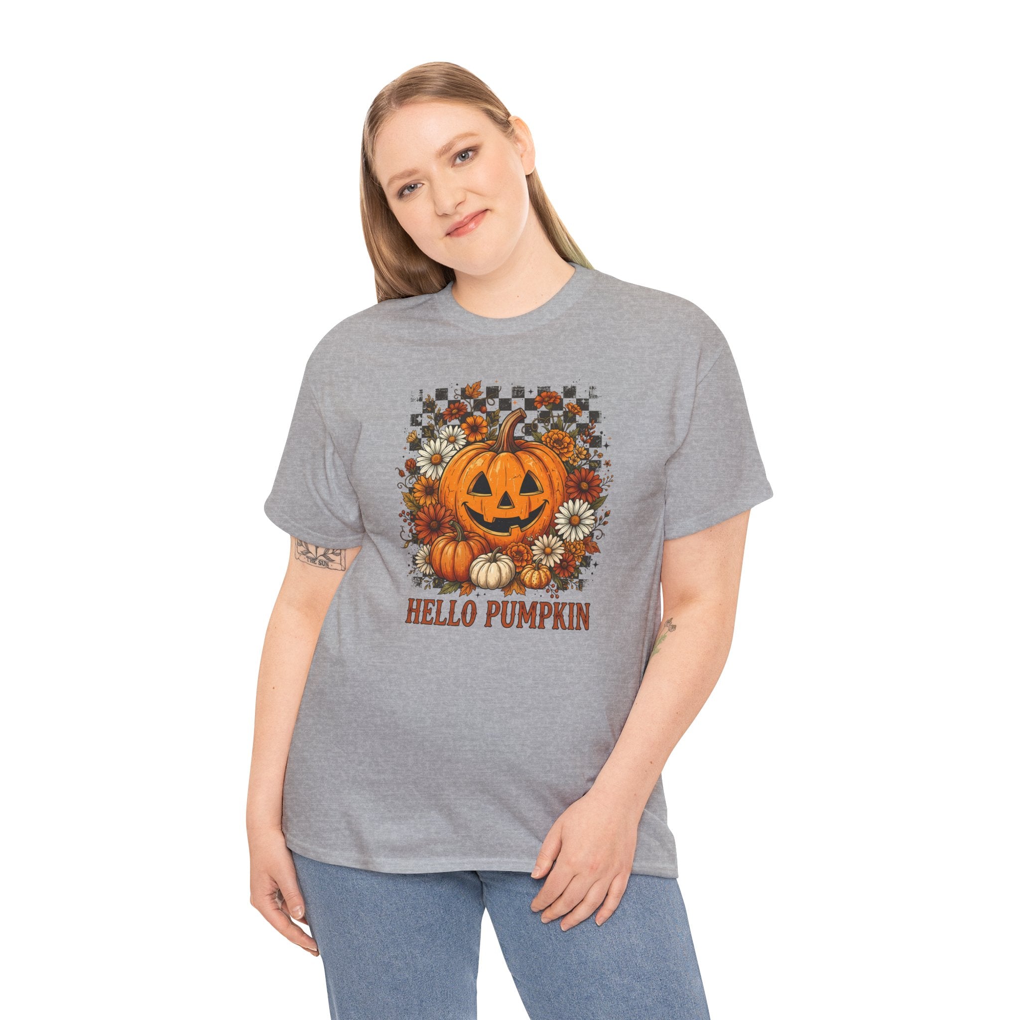Hello Pumpkin Tee | Retro Halloween Floral Graphic T-Shirt | Cr8tive Designs