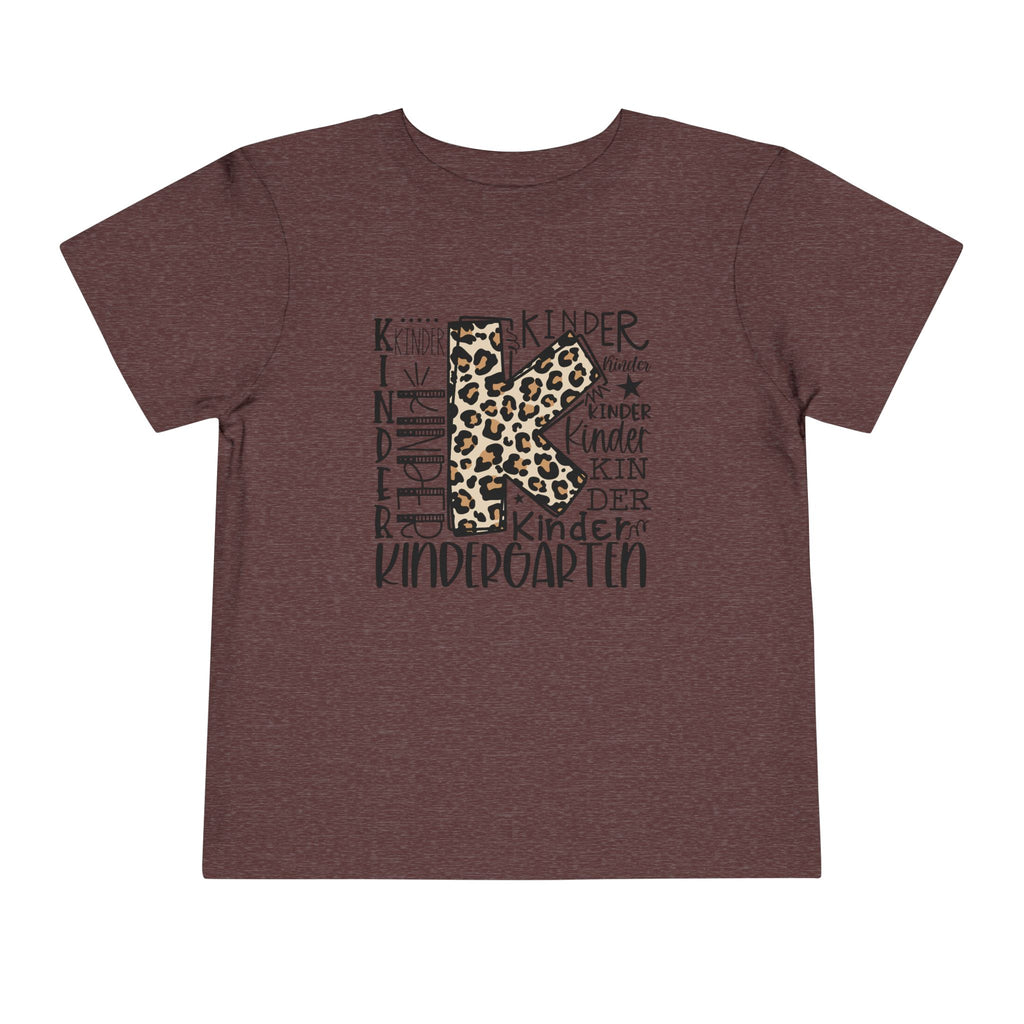 Leopard Print Kindergarten K Youth Tee | Trendy Back-to-School T-Shirt | Cr8tive Designs