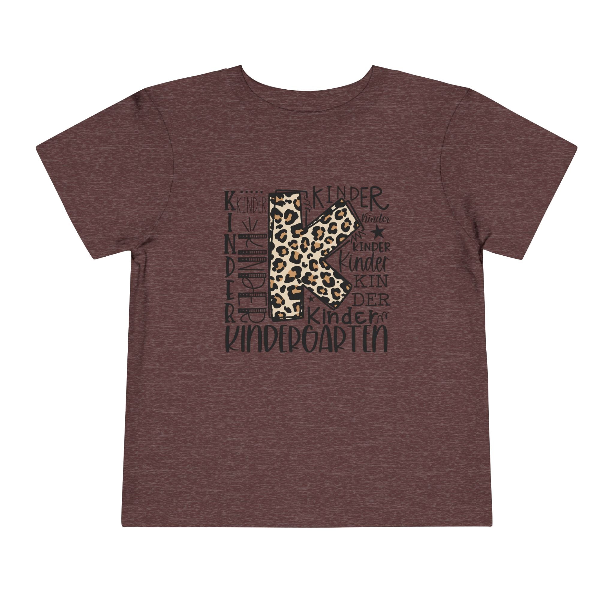 Leopard Print Kindergarten K Youth Tee | Trendy Back-to-School T-Shirt | Cr8tive Designs