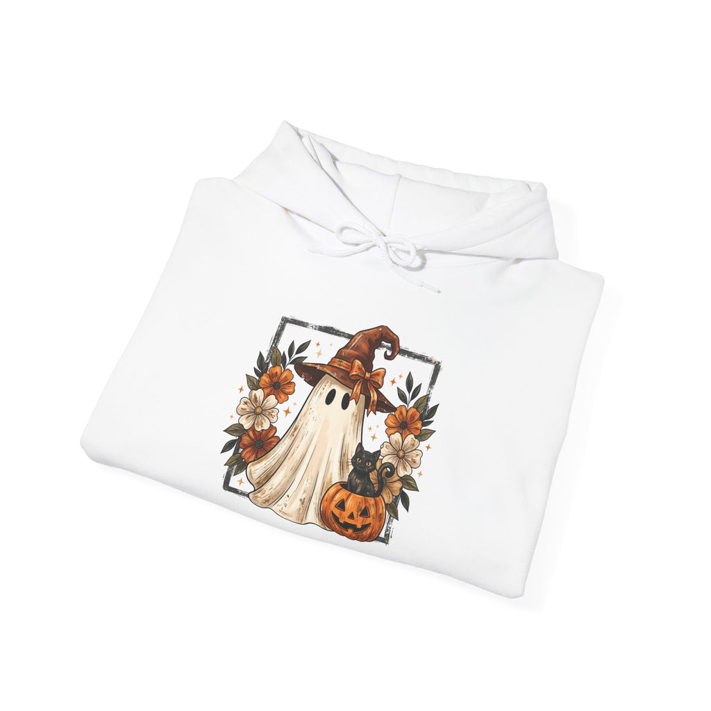 Floral Witch Ghost with Black Cat Hoodie | Cr8tive Designs
