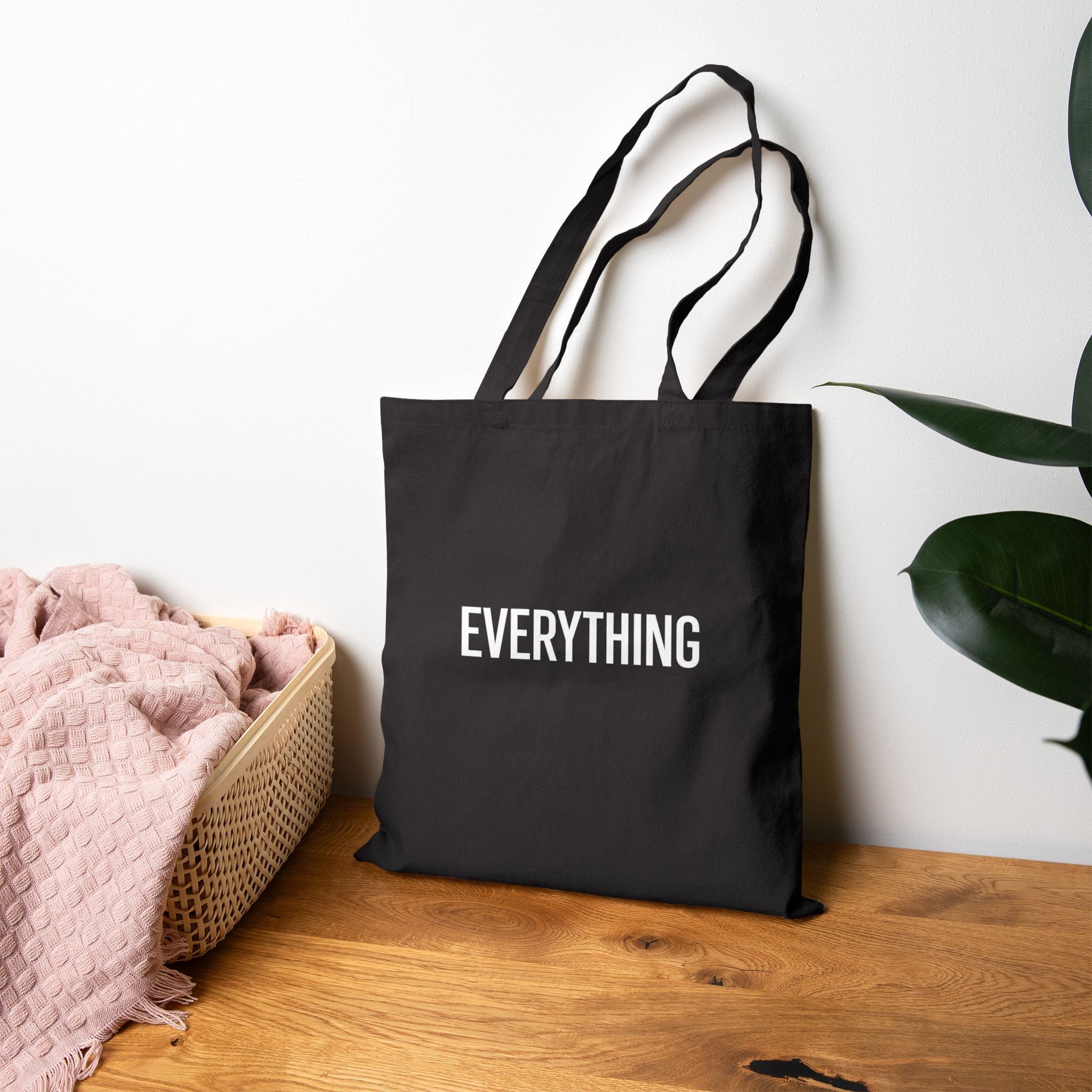 Everything Canvas Tote Bag — Minimalist Black Cotton Grocery & Everyday Shopper