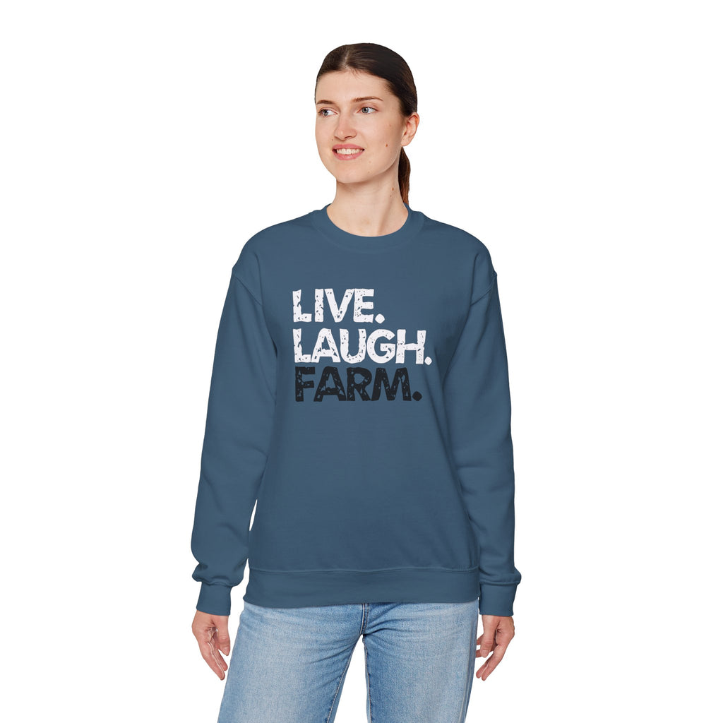 Live Laugh Farm Sweatshirt | Rustic Country Crewneck | Cr8tive Designs