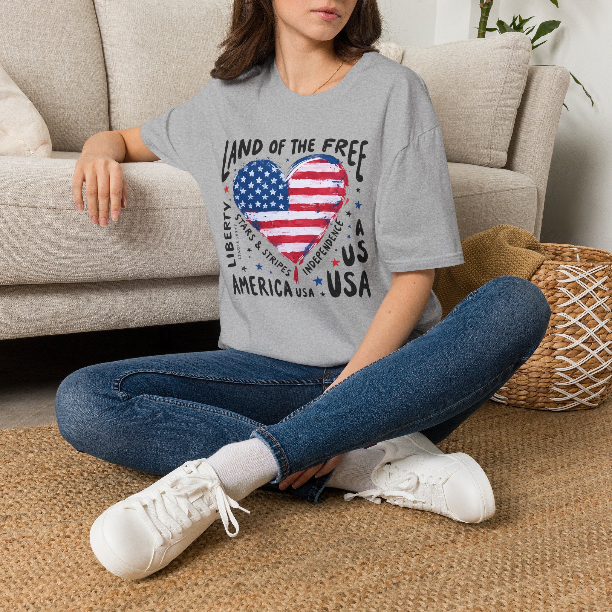 Land of the Free | Patriotic Heart Flag Design | Cr8tive Designs