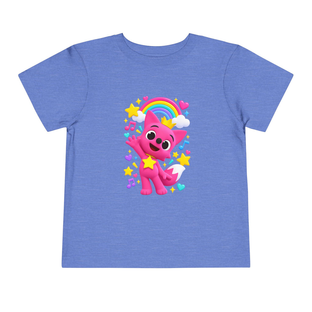 Pink Fox with Rainbow Toddler Shirt | Cute Cartoon Music & Stars Kids Tee | Cr8tive Designs