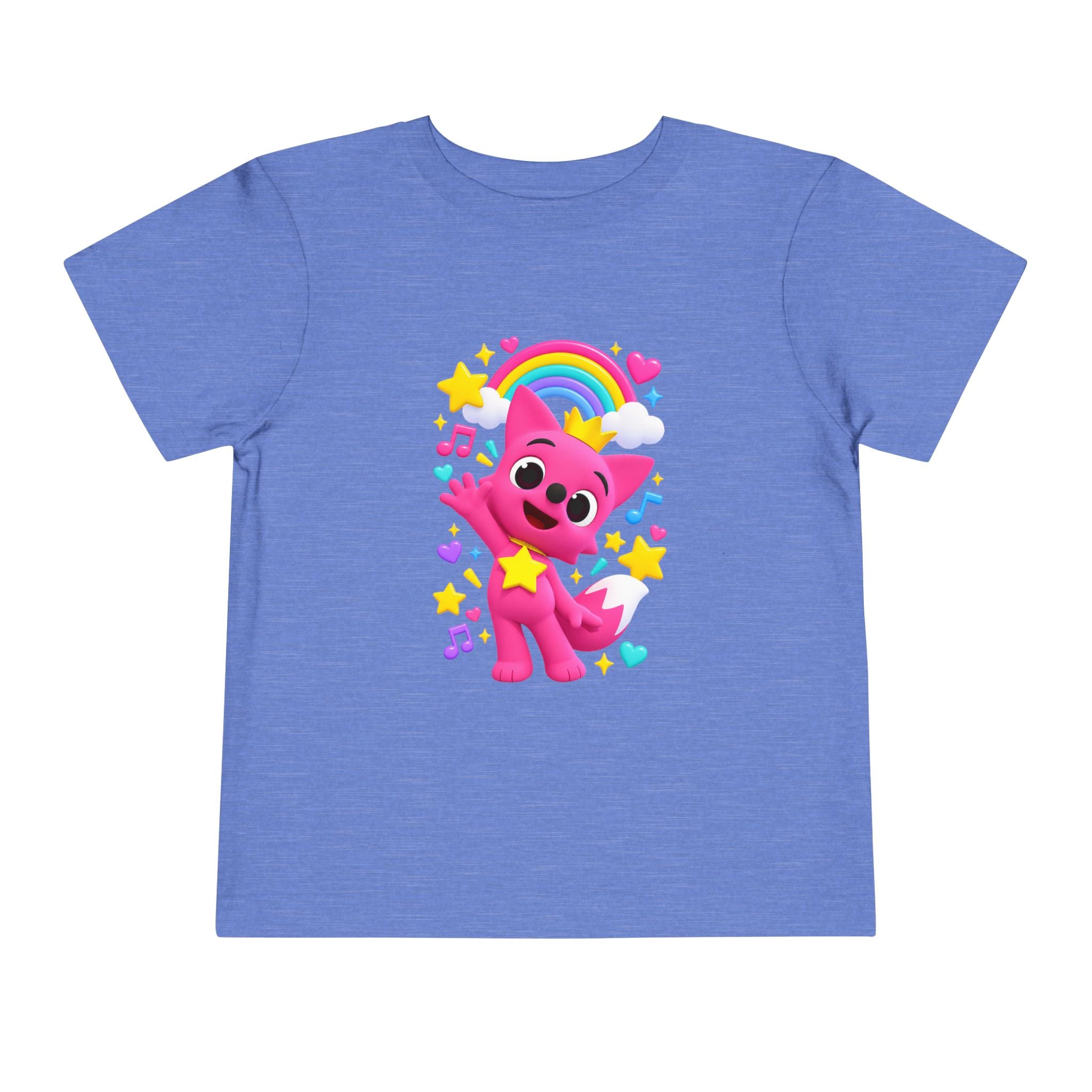 Pink Fox with Rainbow Toddler Shirt | Cute Cartoon Music & Stars Kids Tee | Cr8tive Designs