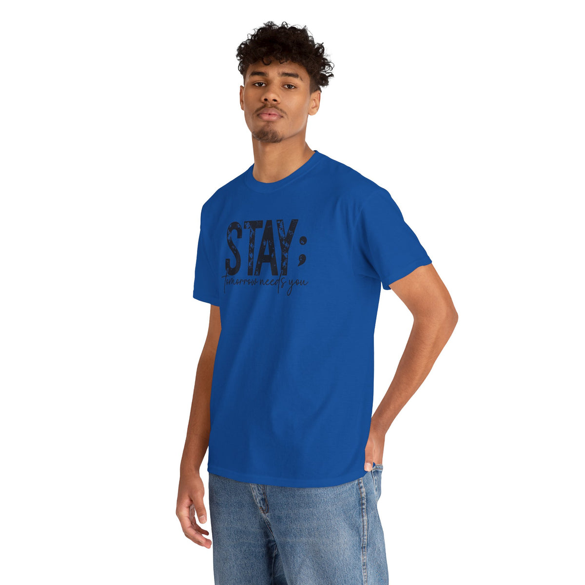 STAY Tomorrow Needs You T-Shirt | Semicolon Mental Health Awareness Graphic Tee | Cr8tive Designs