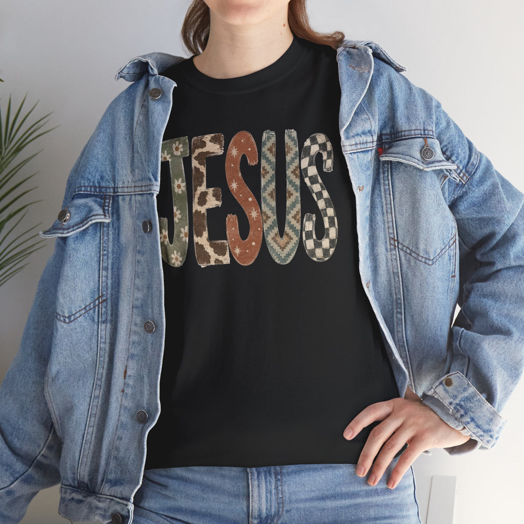 Patterned Jesus Western Tee | Western Country Christian Graphic T-Shirt | Cr8tive Designs