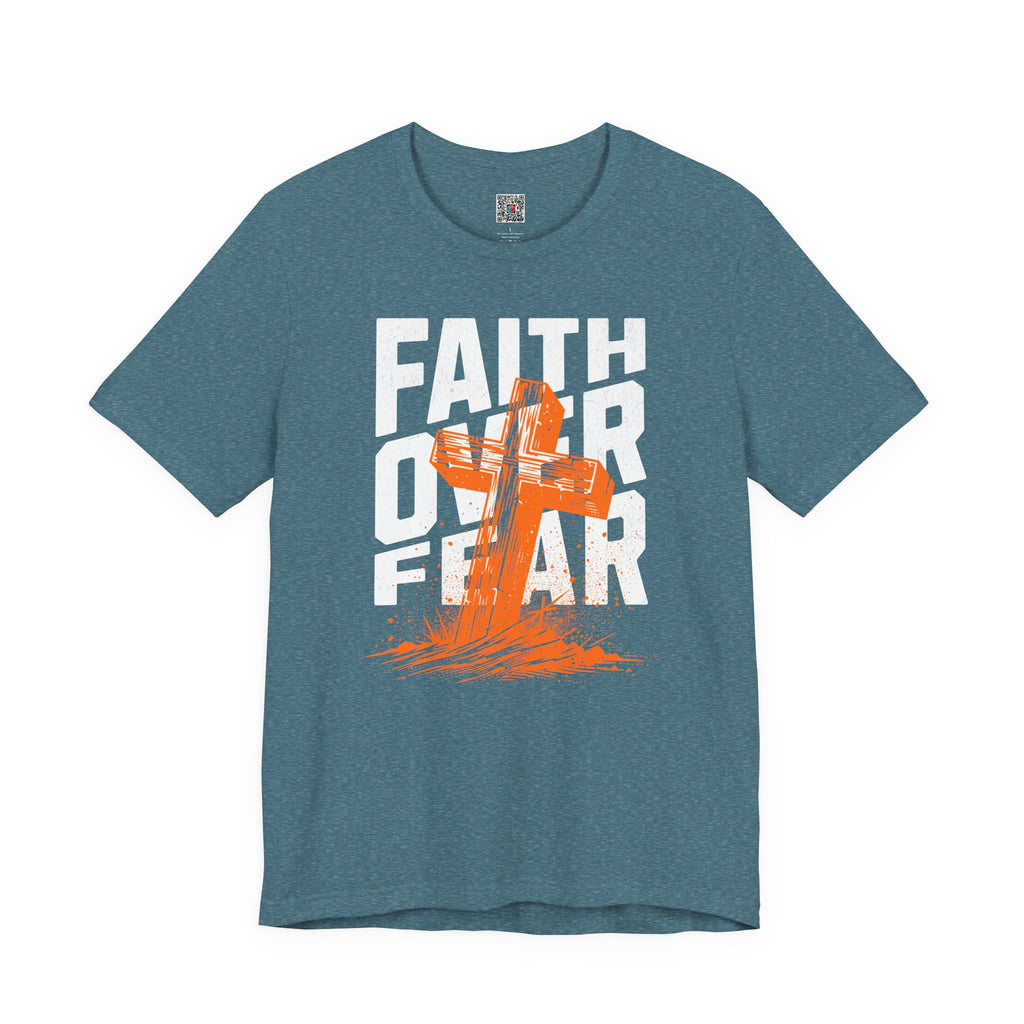 Faith Over Fear Tee | Christian Cross Inspirational Short Sleeve Shirt | Cr8tive Designs