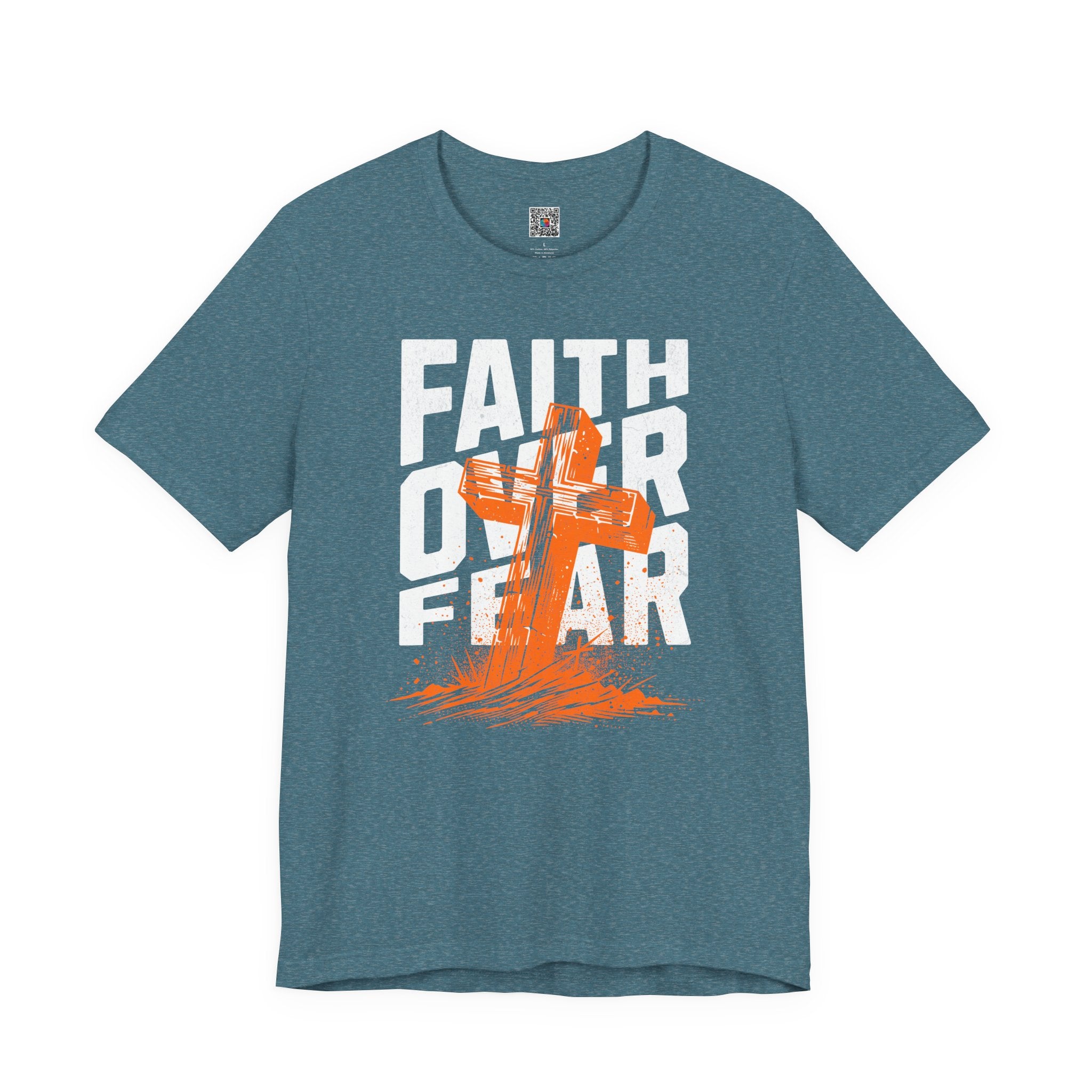 Faith Over Fear Tee | Christian Cross Inspirational Short Sleeve Shirt | Cr8tive Designs
