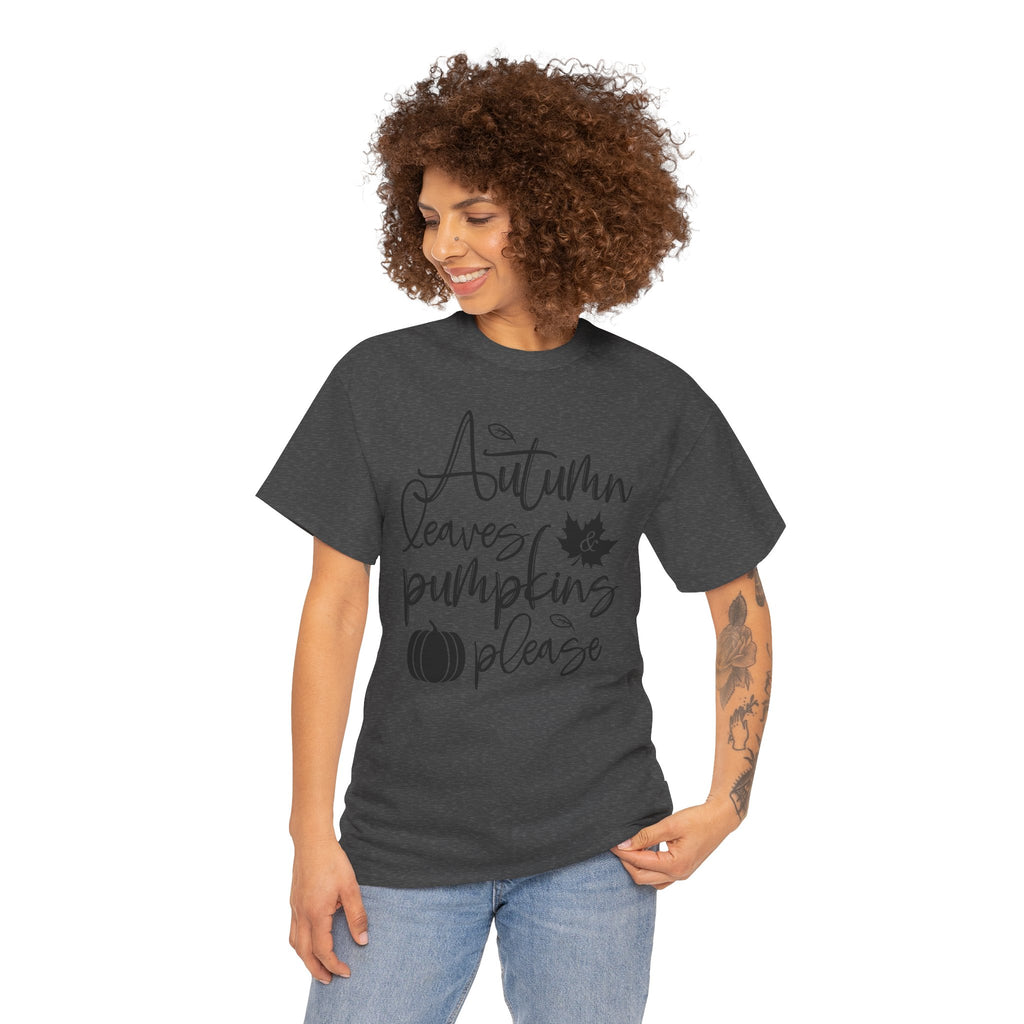 Autumn Leaves & Pumpkins Please Tee | Cozy Fall Graphic T-Shirt | Cr8tive Designs