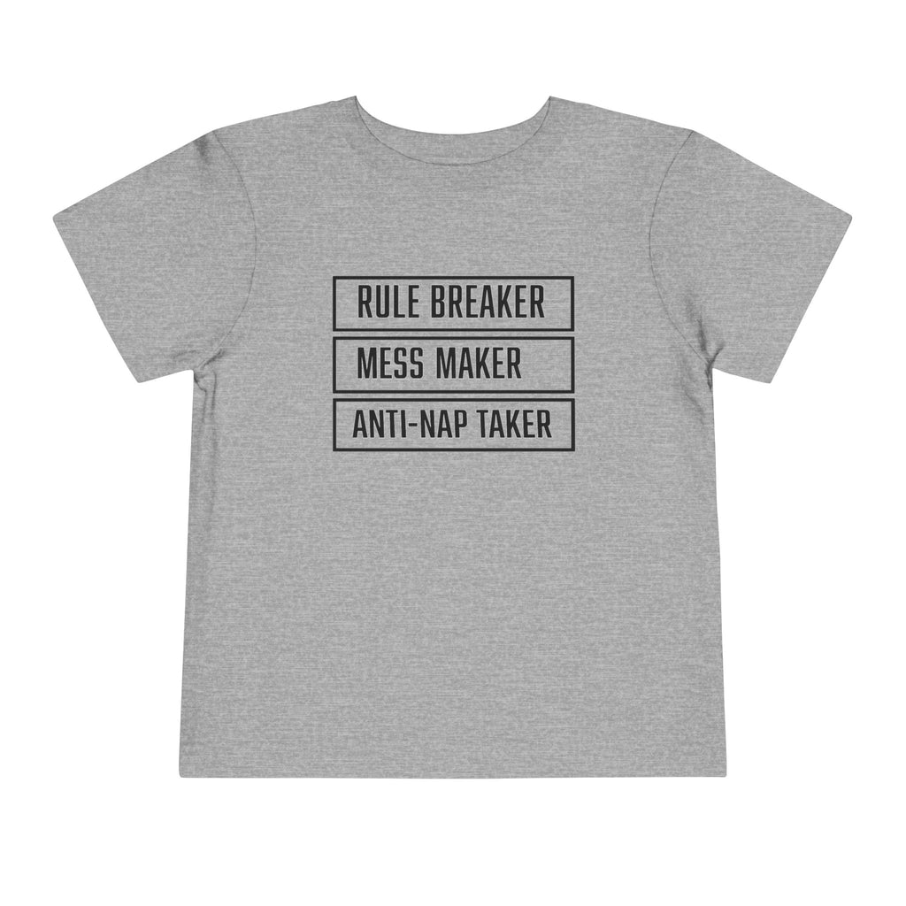 Rule Breaker Mess Maker Toddler Tee | Funny Anti-Nap Kids T-Shirt | Cr8tive Designs