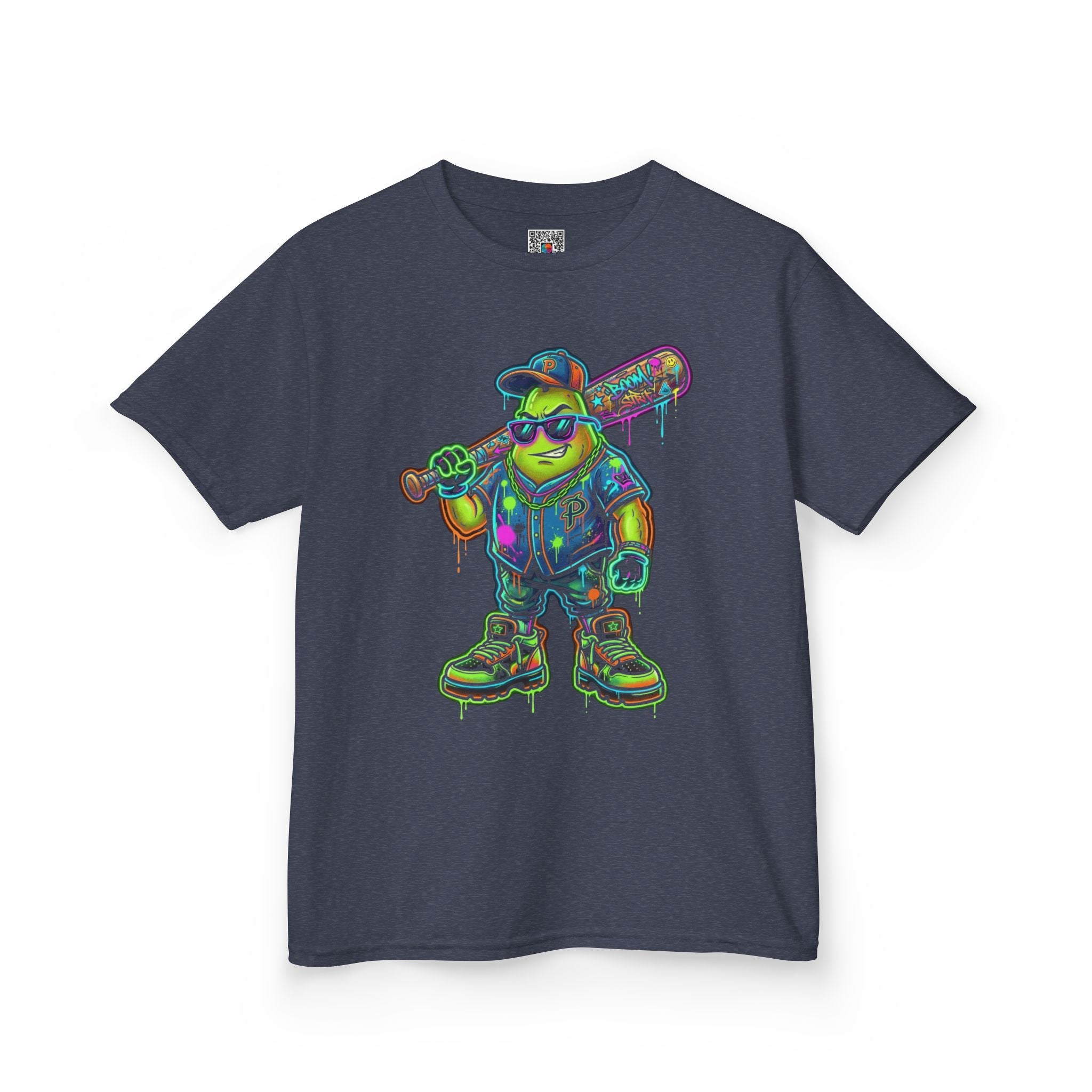 Kids Neon Skateboarder T‑Shirt | Cool Graffiti Skate Punk Tee for Boys | Cr8tive Designs