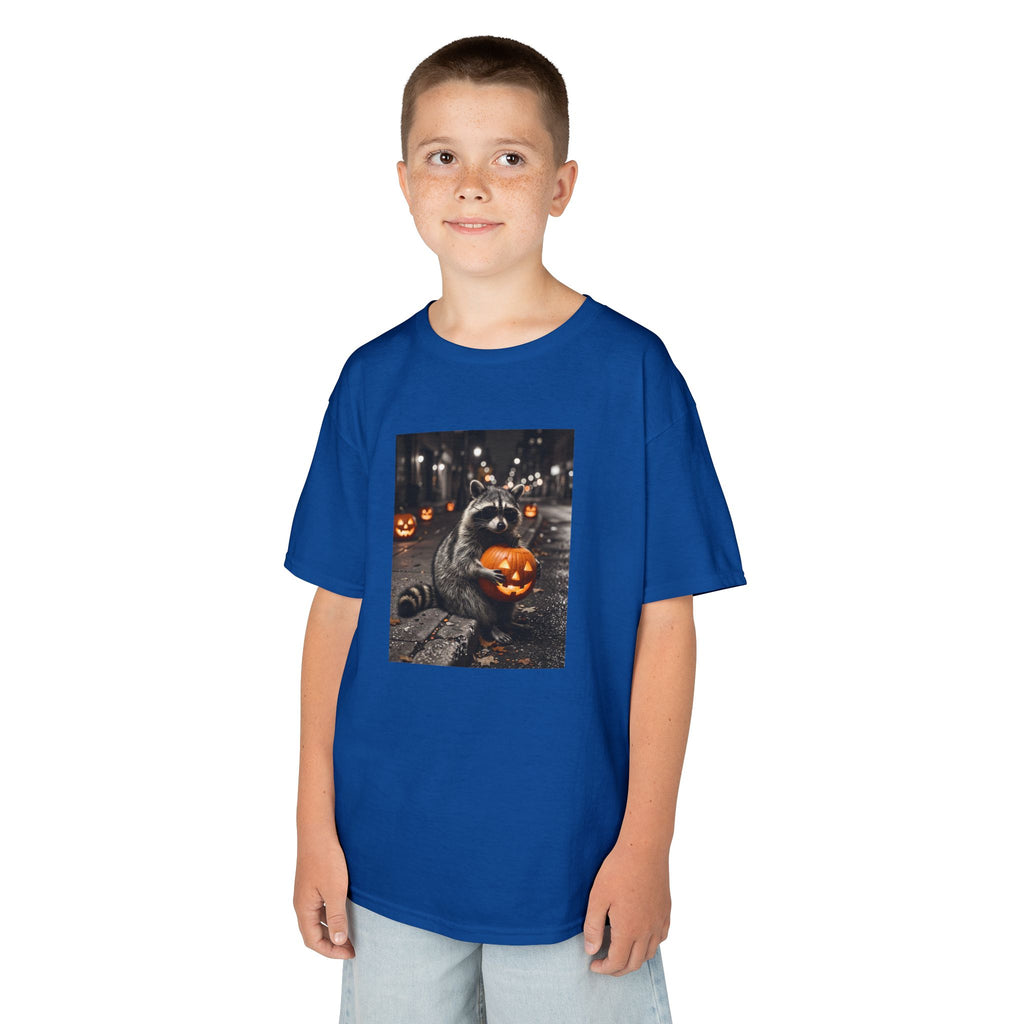 Halloween Raccoon Pumpkin Youth T-Shirt | Fall Jack O Lantern Kids Tee | Cr8tive Designs
