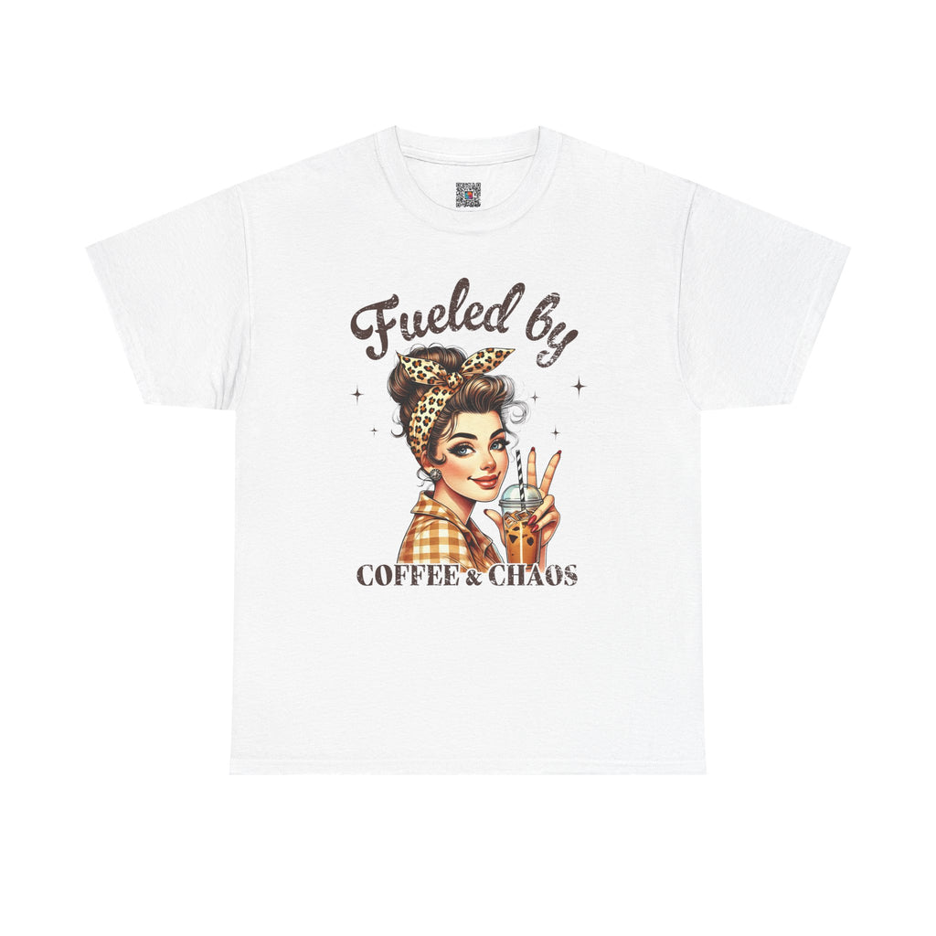 Fueled by Coffee & Chaos Graphic Tee – Funny Mom Life Shirt, Trendy Retro Woman Design | Cr8tive Designs
