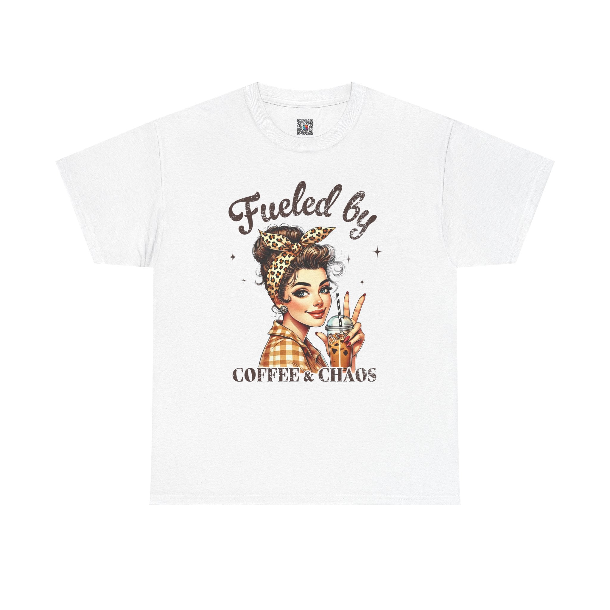 Fueled by Coffee & Chaos Graphic Tee – Funny Mom Life Shirt, Trendy Retro Woman Design | Cr8tive Designs