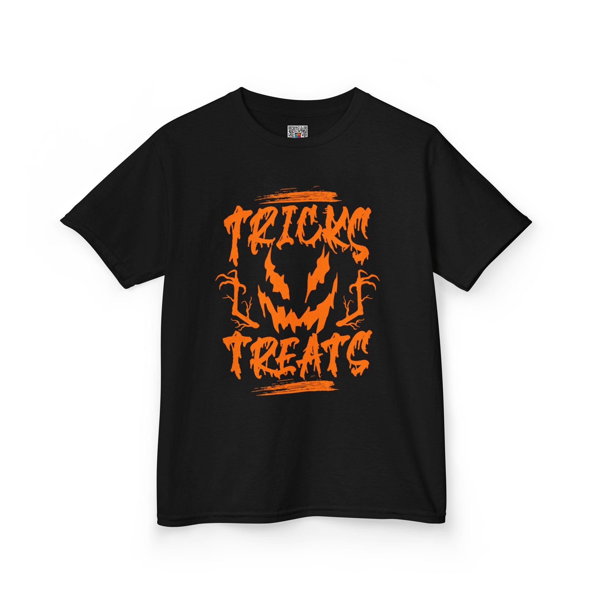 Kids Halloween Tee | 'Tricks & Treats' Spooky Jack-O'-Lantern Graphic | Cr8tive Designs