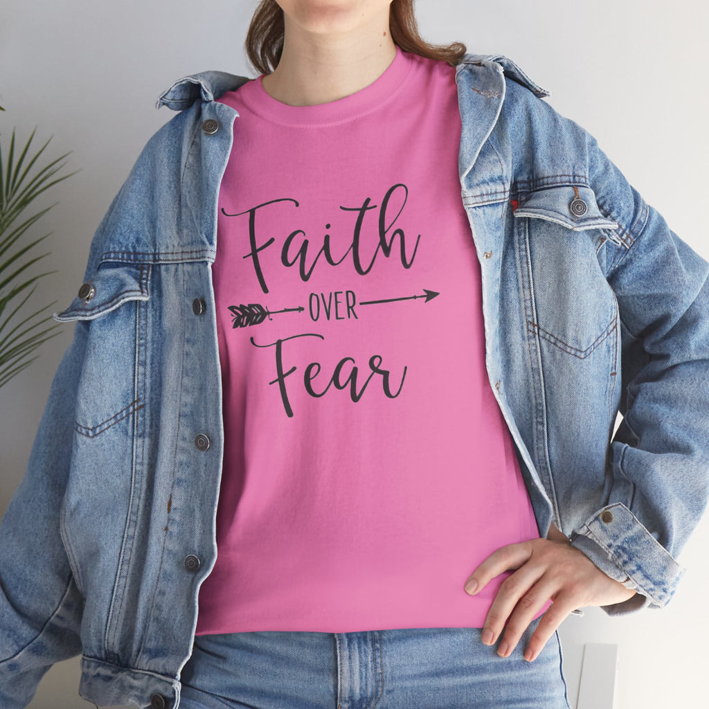 Faith Over Fear T-Shirt — Inspirational Christian Tee with Arrow Design