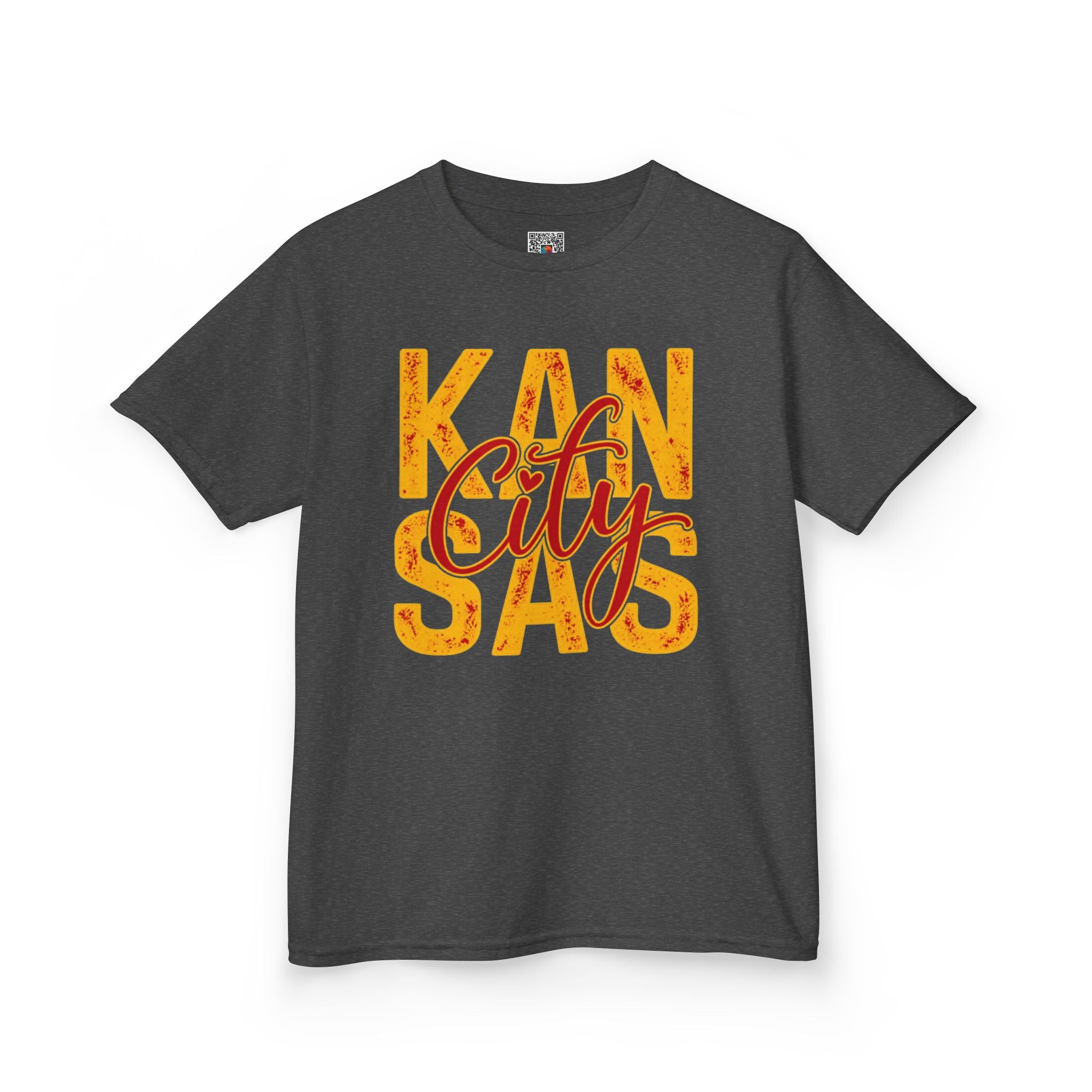 Kansas City Script Youth T-Shirt | Red & Gold Game Day Graphic Tee | Cr8tive Designs