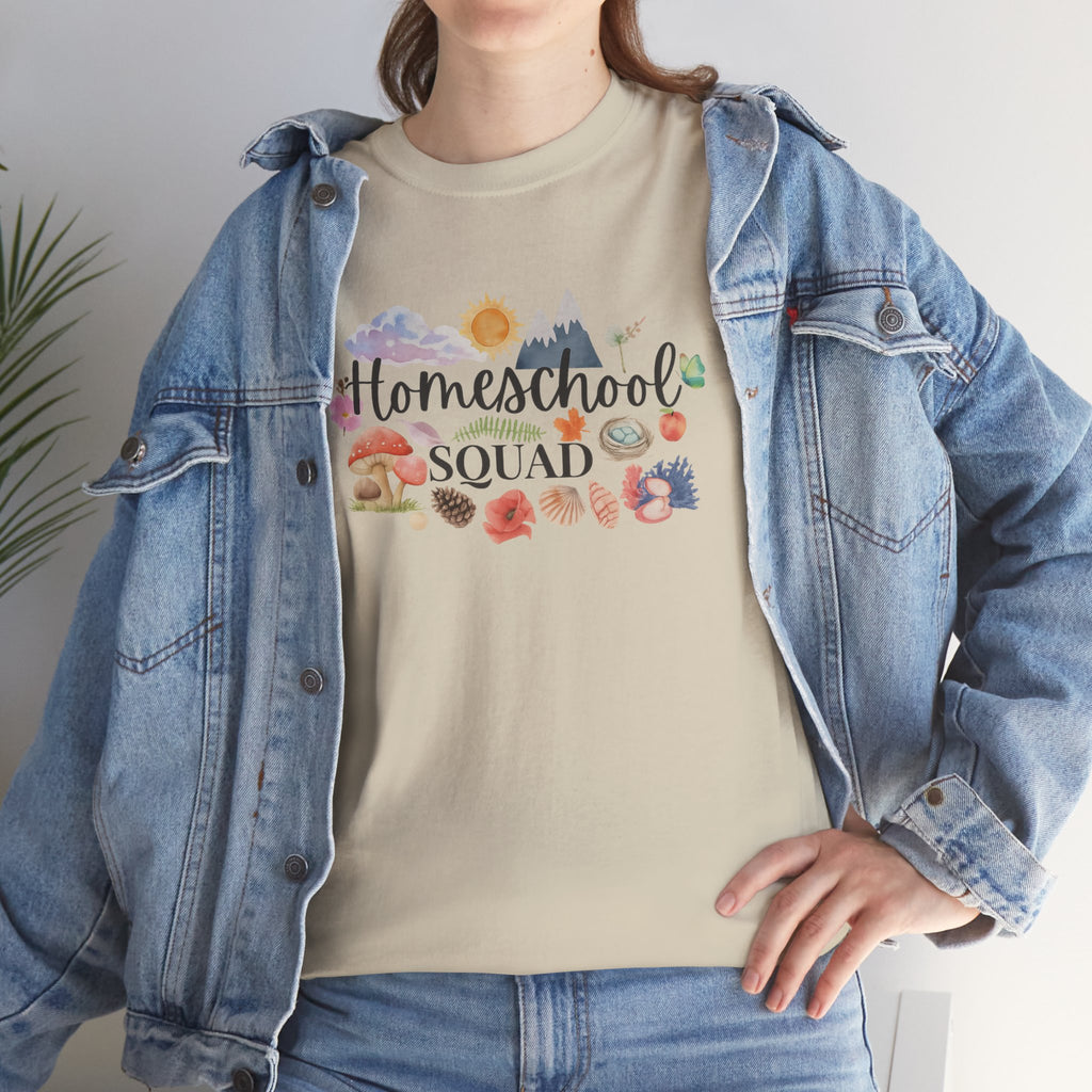 Homeschool Squad T‑Shirt — Cute Floral Mushroom Design for Moms & Kids