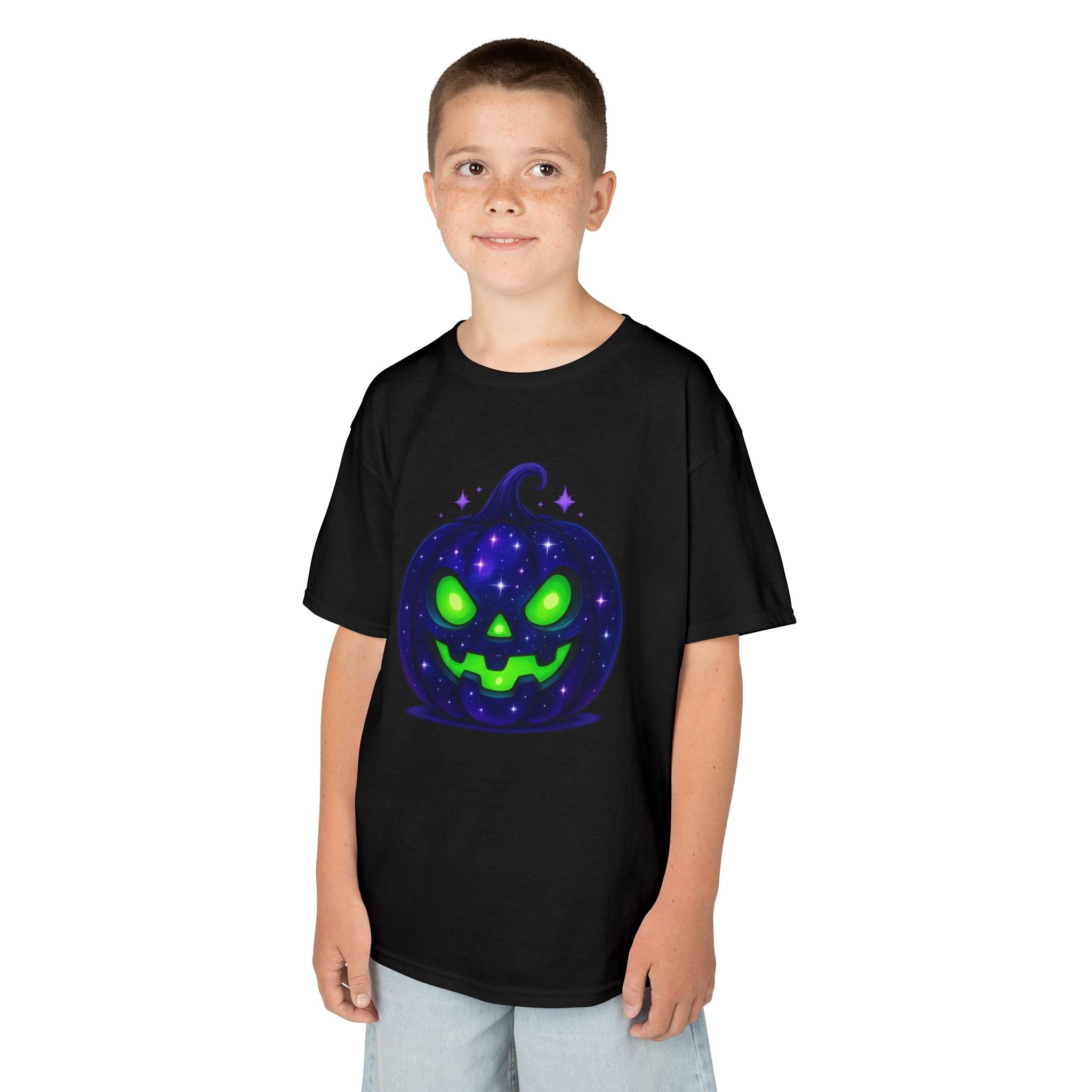 Kids Halloween Pumpkin T‑Shirt | Glowing Green Jack‑O'Lantern Tee |Cr8tive Designs