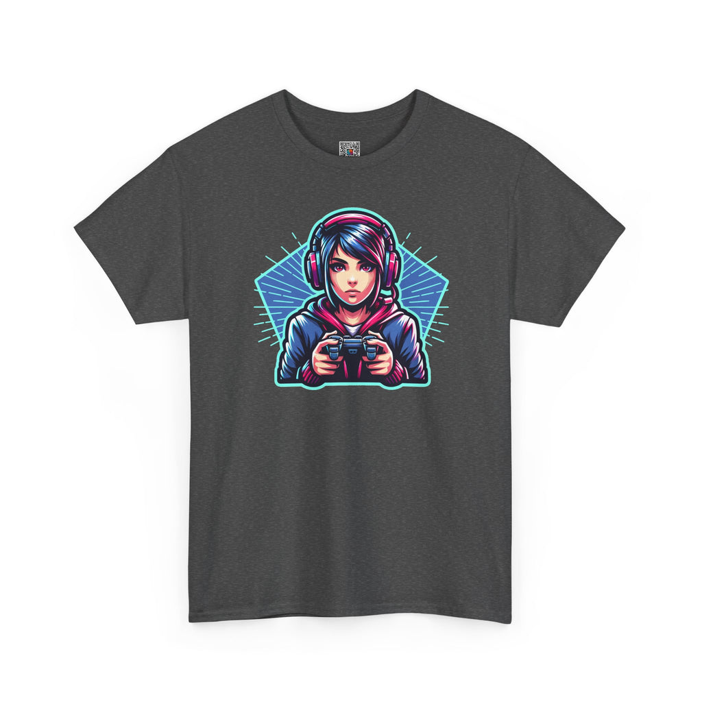 Neon Gamer Girl | Retro Gaming Graphic T-Shirt | Cr8tive Designs