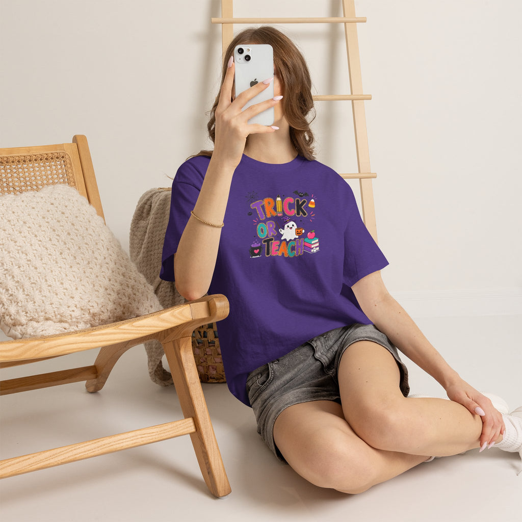 Trick or Teach Halloween Teacher Tee | Cute Spooky Classroom T-Shirt | Cr8tive Designs