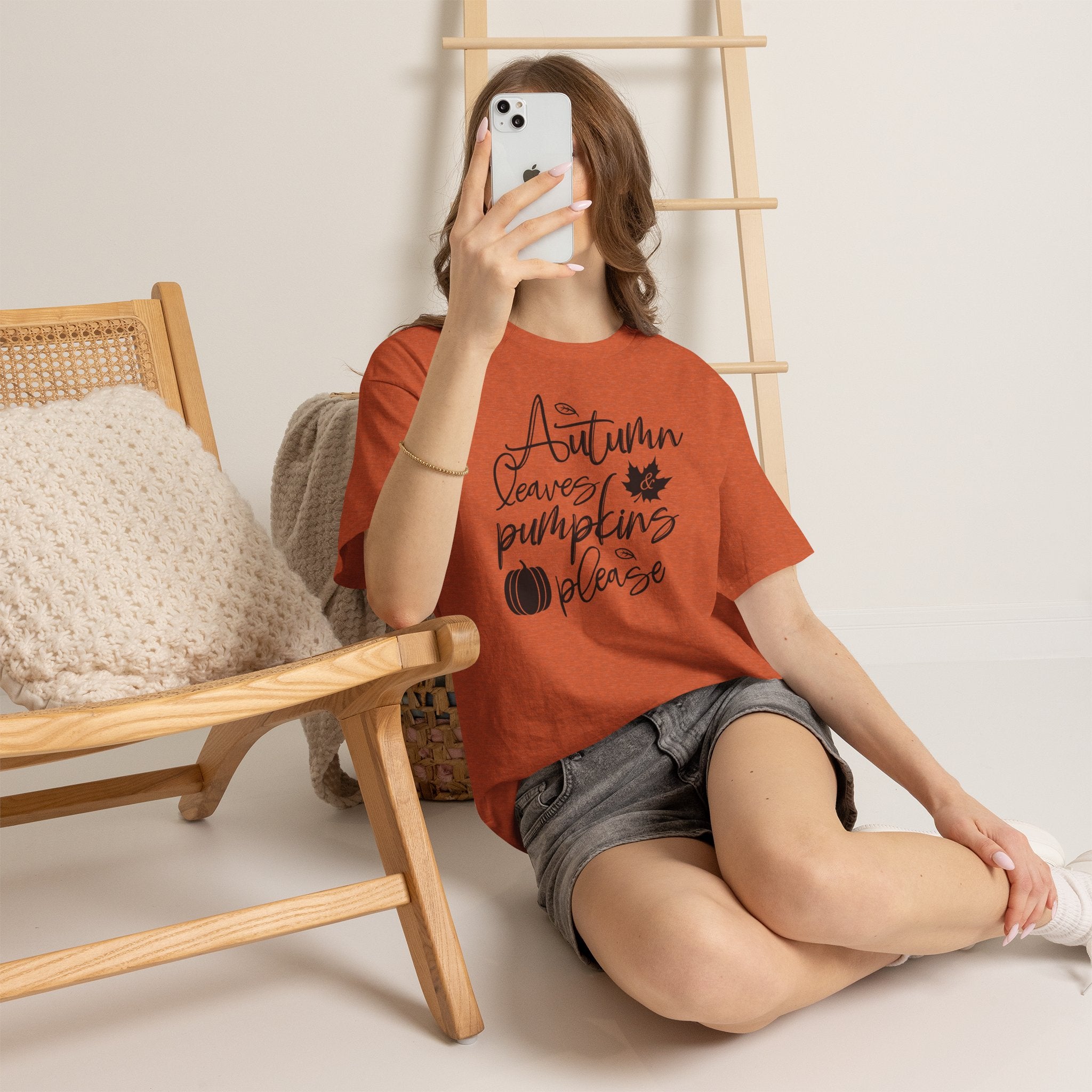 Autumn Leaves & Pumpkins Please Tee | Cozy Fall Graphic T-Shirt | Cr8tive Designs