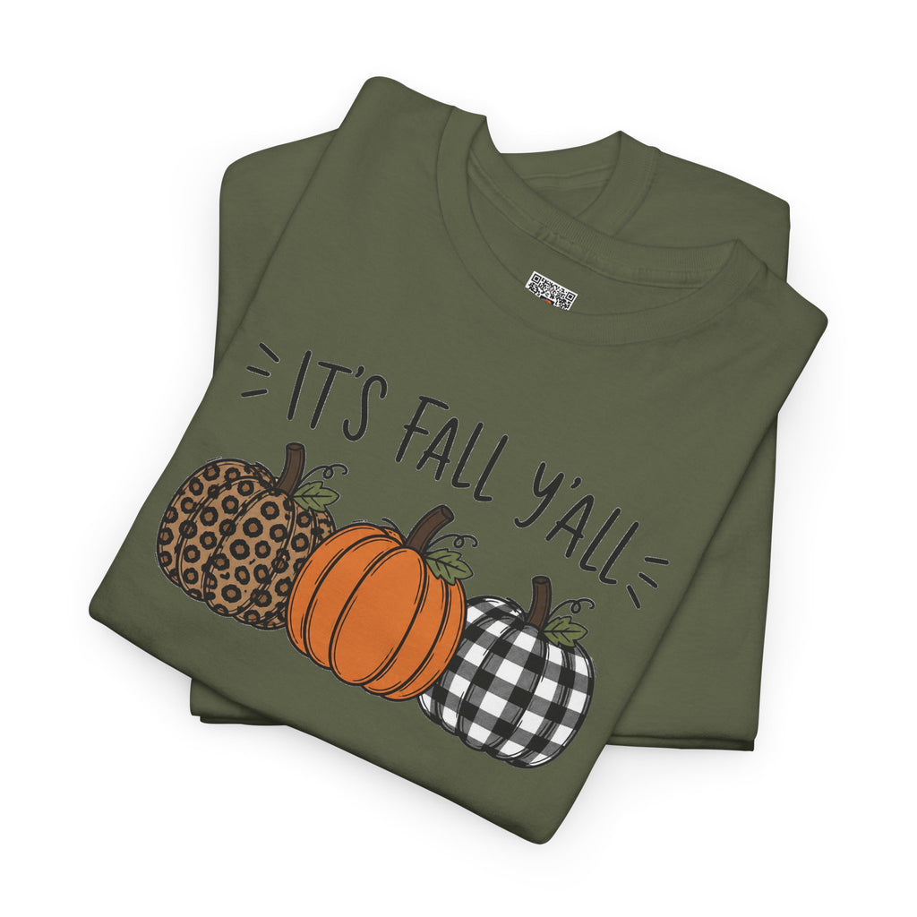 It's Fall Y'all Tee | Patterned Pumpkins Autumn T-Shirt | Cr8tive Designs