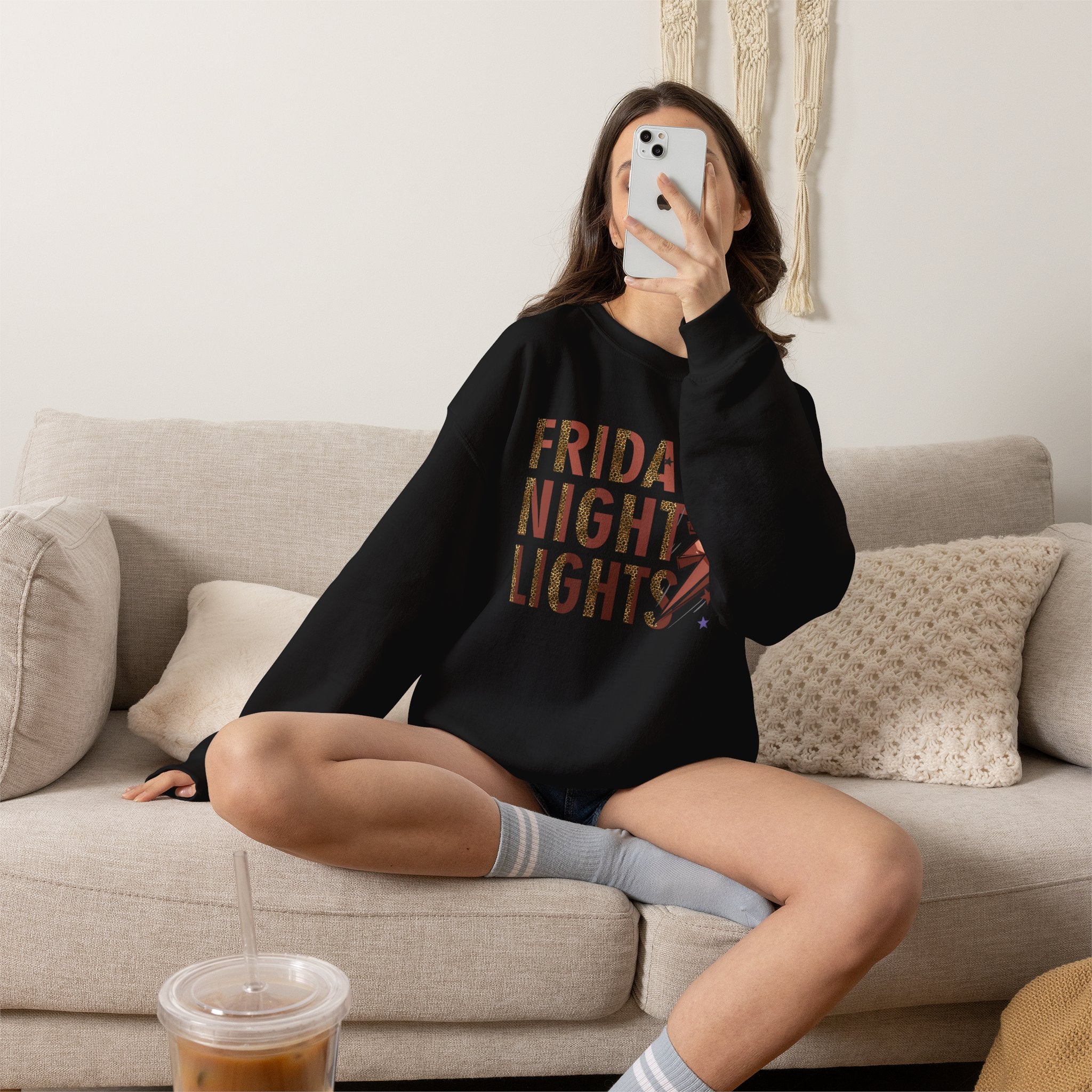 Friday Night Lights Sweatshirt | Leopard Football Lightning Bolt Crewneck | Cr8tive Designs