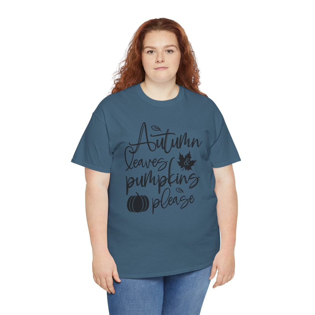 Autumn Leaves & Pumpkins Please Tee | Cozy Fall Graphic T-Shirt | Cr8tive Designs