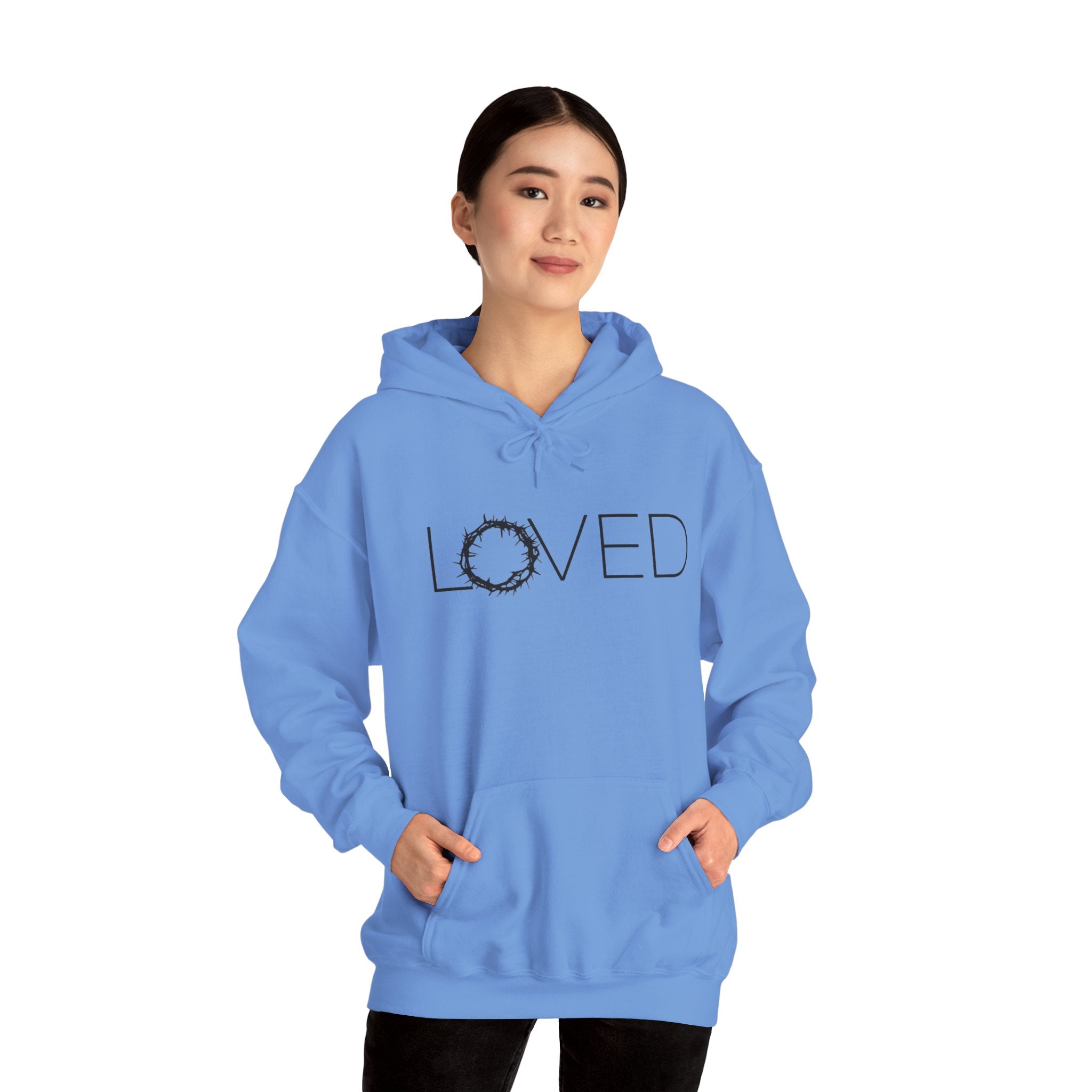 Loved Wreath Hoodie — "LOVED" Minimal Script Pullover/Cr8tive Designs
