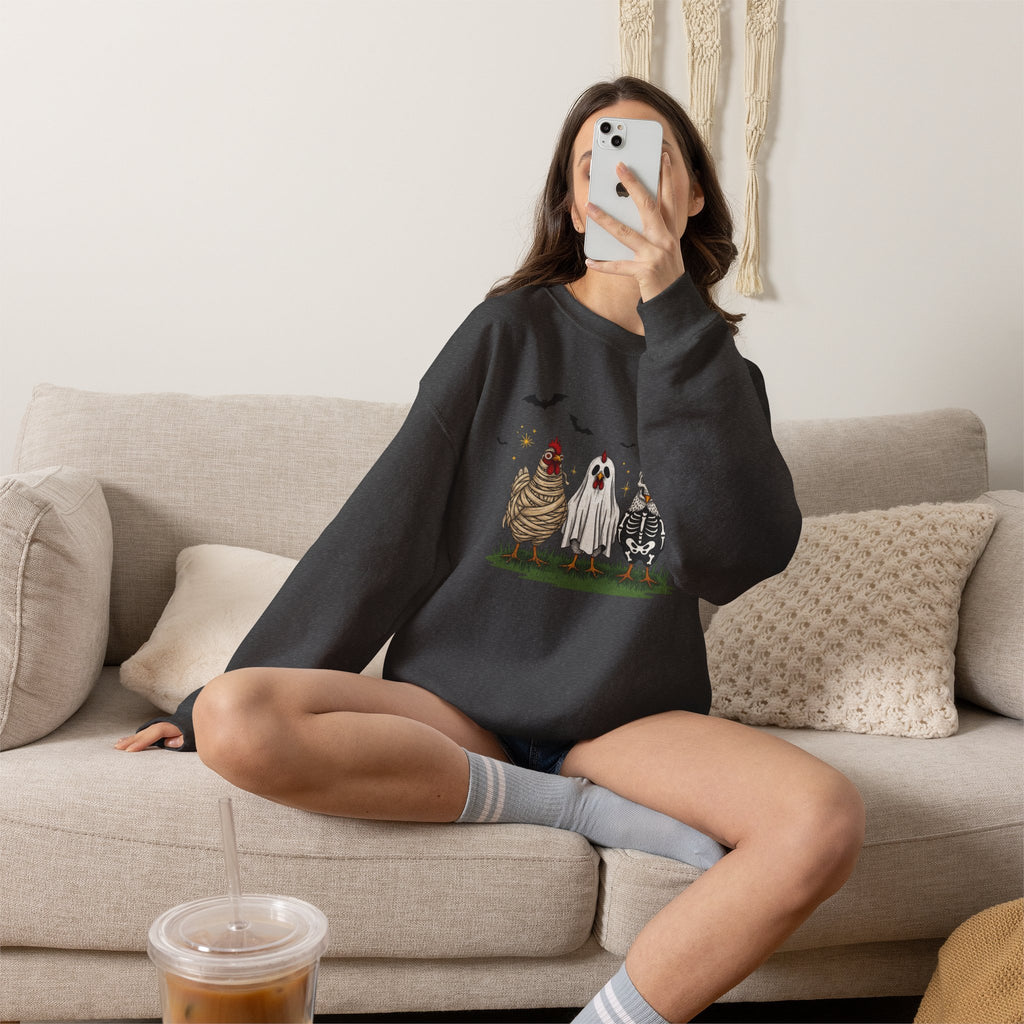 Halloween Chicken Costume Sweatshirt | Funny Spooky Season Crewneck | Cr8tive Designs