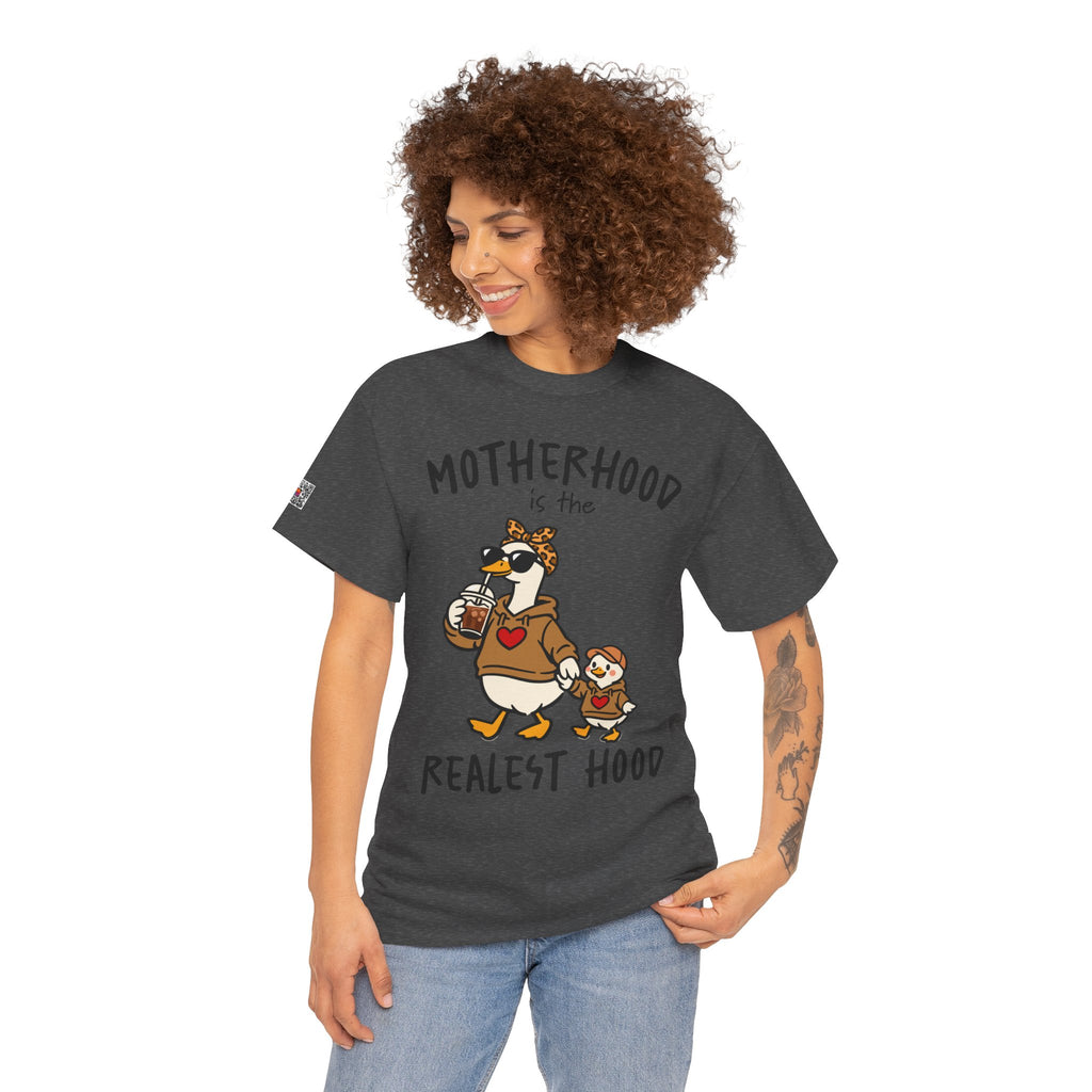 Motherhood The Realest Hood Graphic Tee – Funny Mom Life Shirt, Relatable Mama Humor Tee | Cr8tive Designs