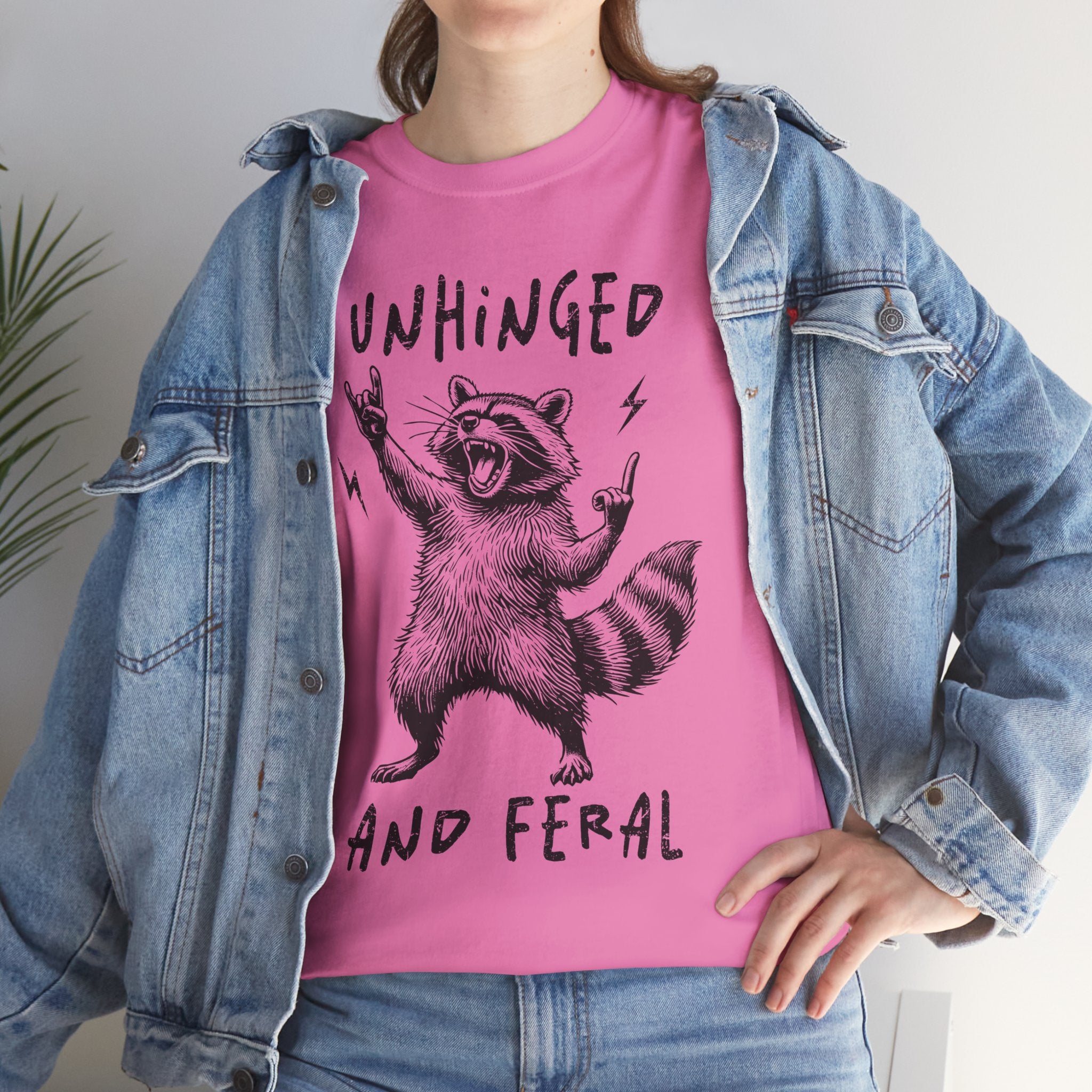 Unhinged and Feral Graphic Tee – Funny Raccoon Shirt, Trendy Chaos Mom Life Tee | Cr8tive Designs