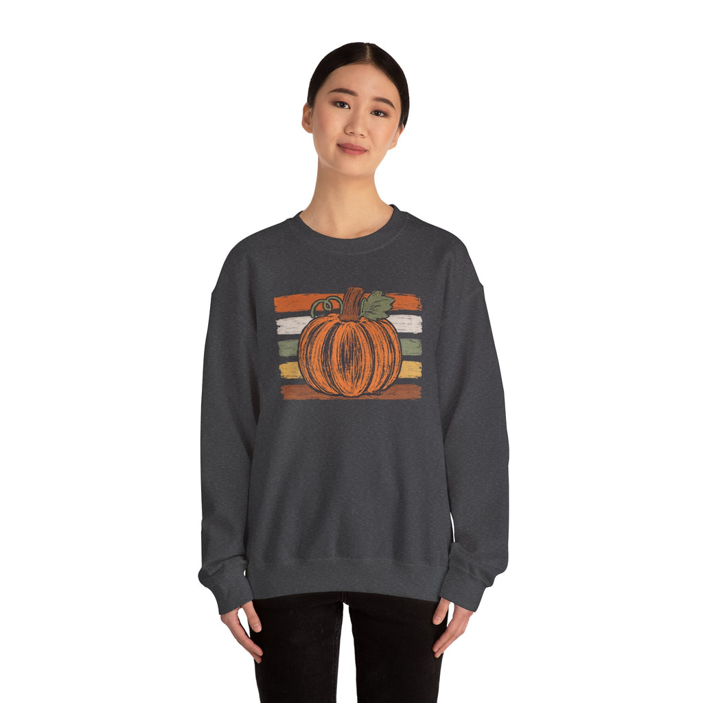 Vintage Retro Pumpkin Sketch Sweatshirt | Distressed Fall Crewneck | Cr8tive Designs