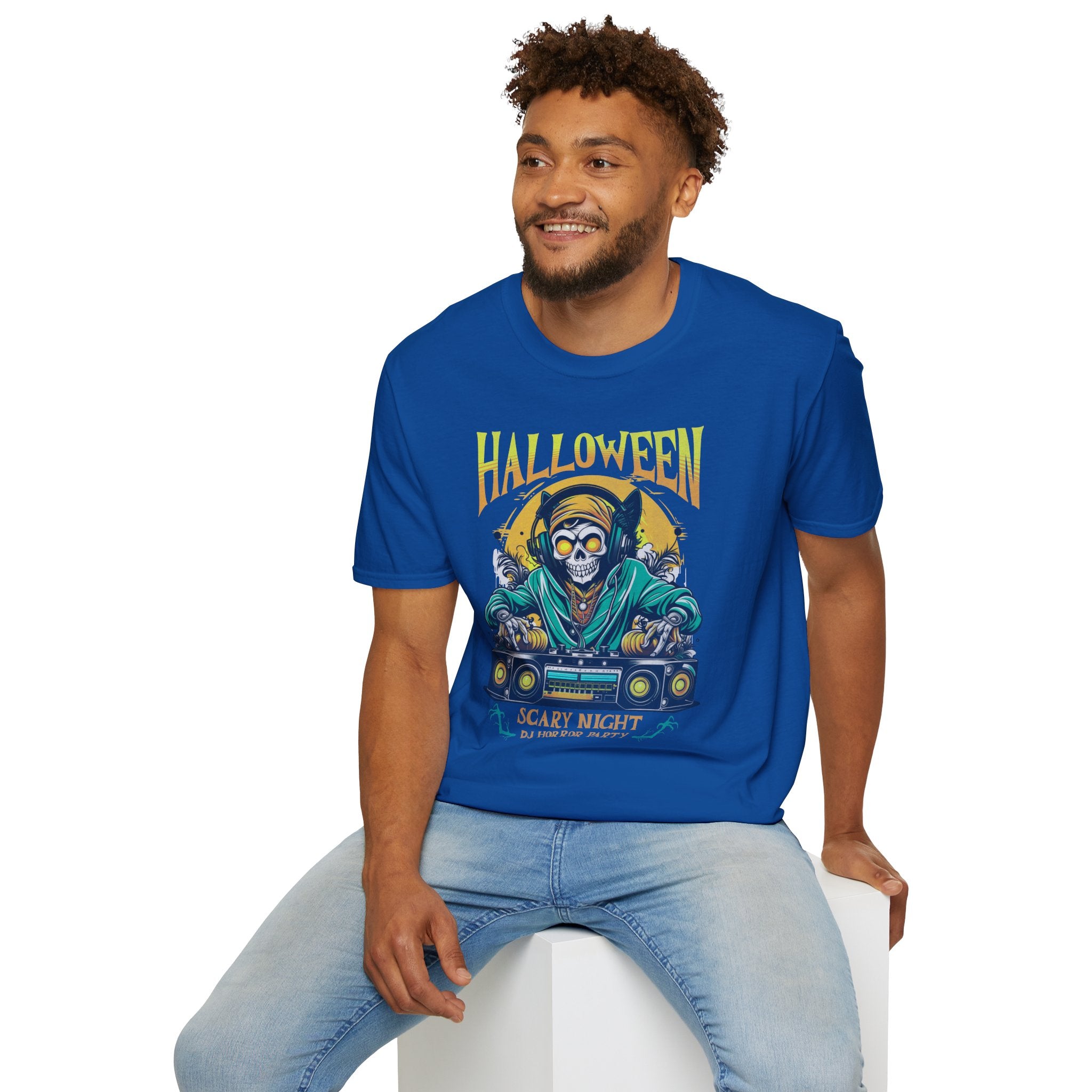 Halloween Skull DJ T-Shirt | Scary Night Party Graphic Tee | Cr8tive Designs