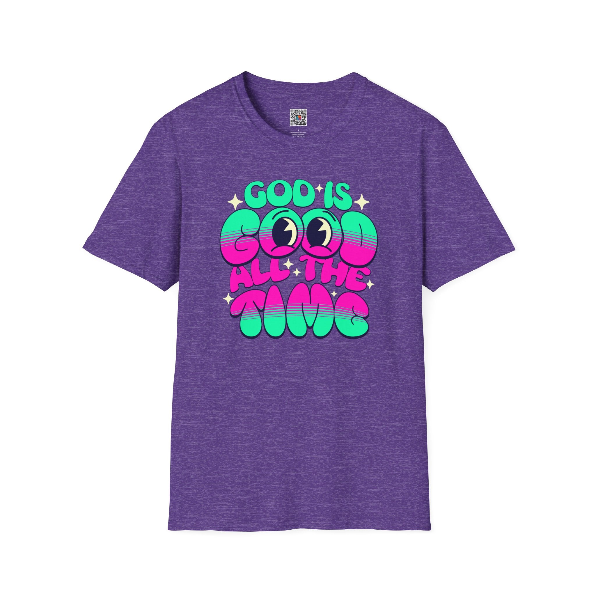 God Is Good All The Time T-Shirt | Retro Neon Faith Graphic Tee | Cr8tive Designs