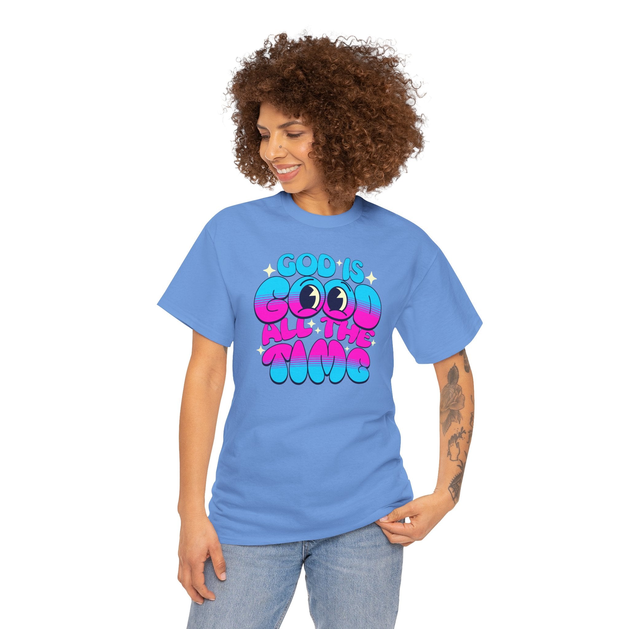 God Is Good All The Time T‑Shirt | Retro Bubble Letter Faith Tee | Cr8tive Designs