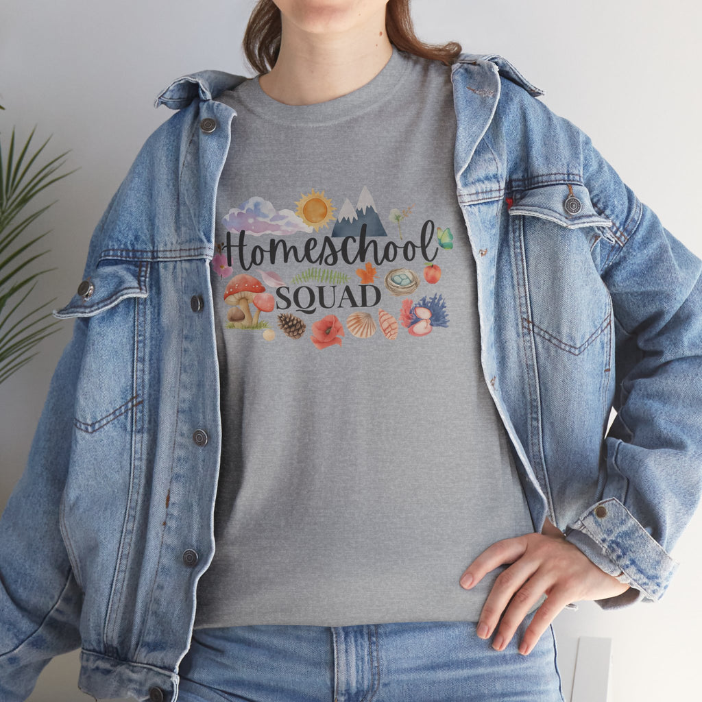 Homeschool Squad T‑Shirt — Cute Floral Mushroom Design for Moms & Kids