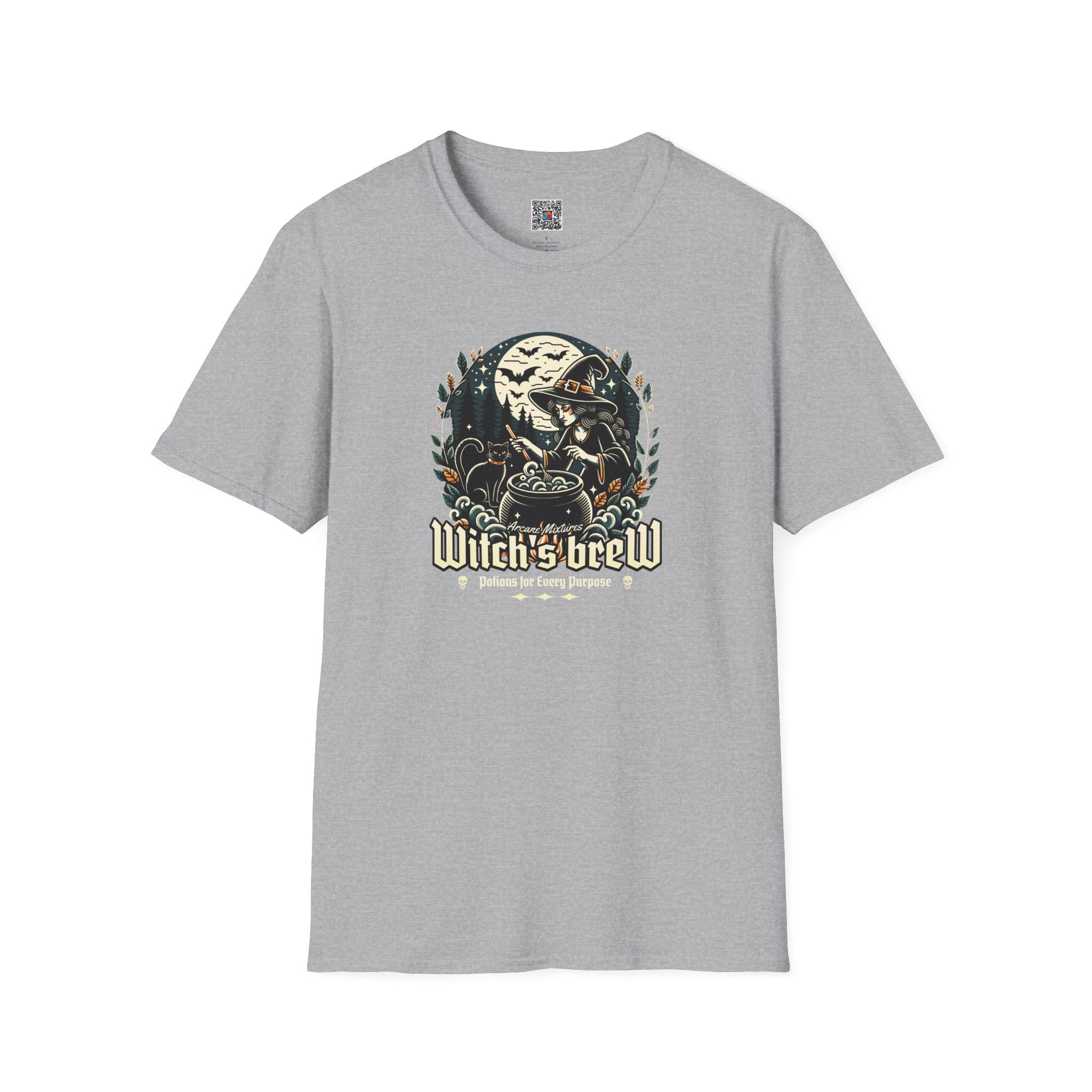 Witch's Brew T-Shirt | Vintage Moonlit Witch Cauldron Graphic | Cr8tive Designs