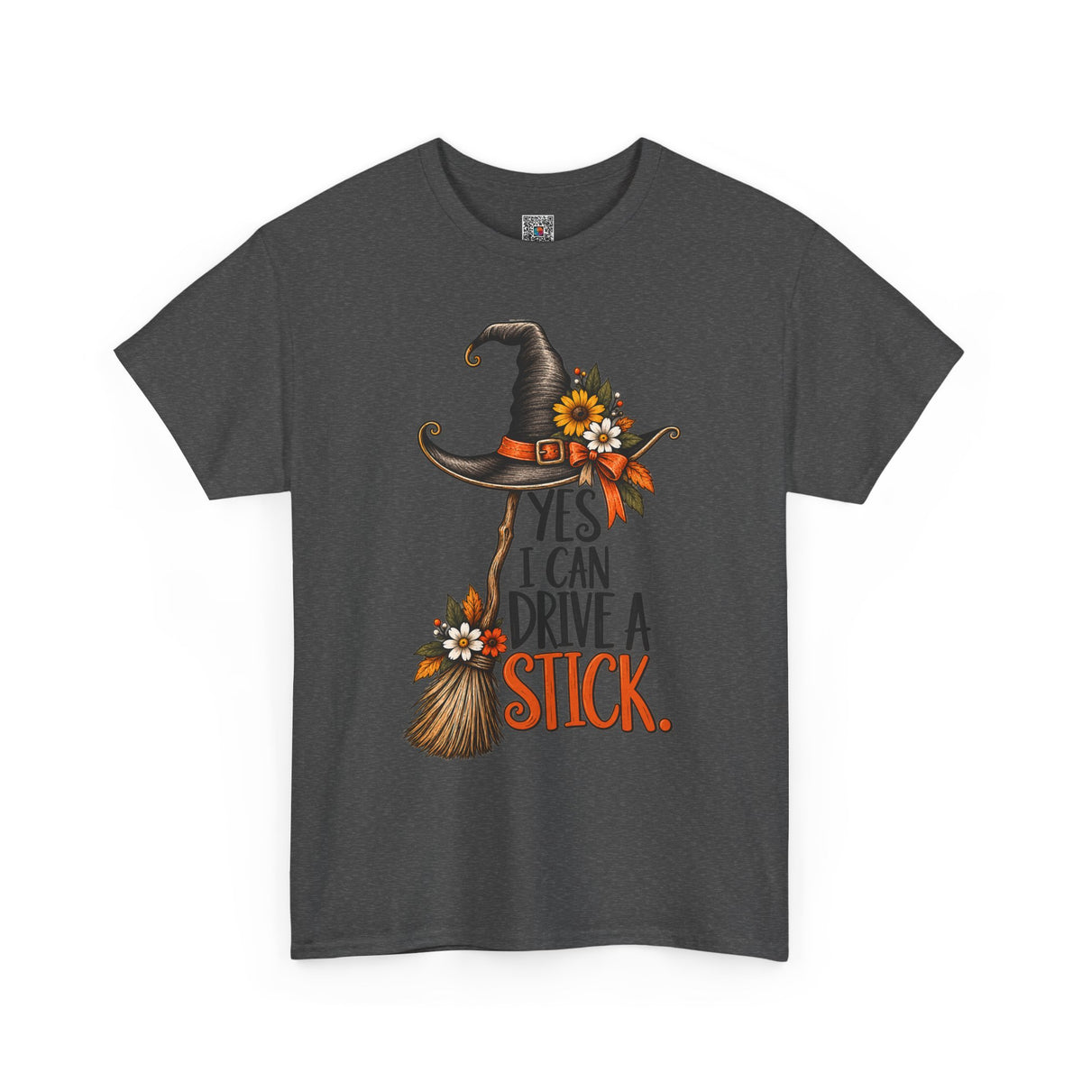 Yes I Can Drive A Stick T-Shirt | Funny Witch Broomstick Halloween Tee | Cr8tive Designs