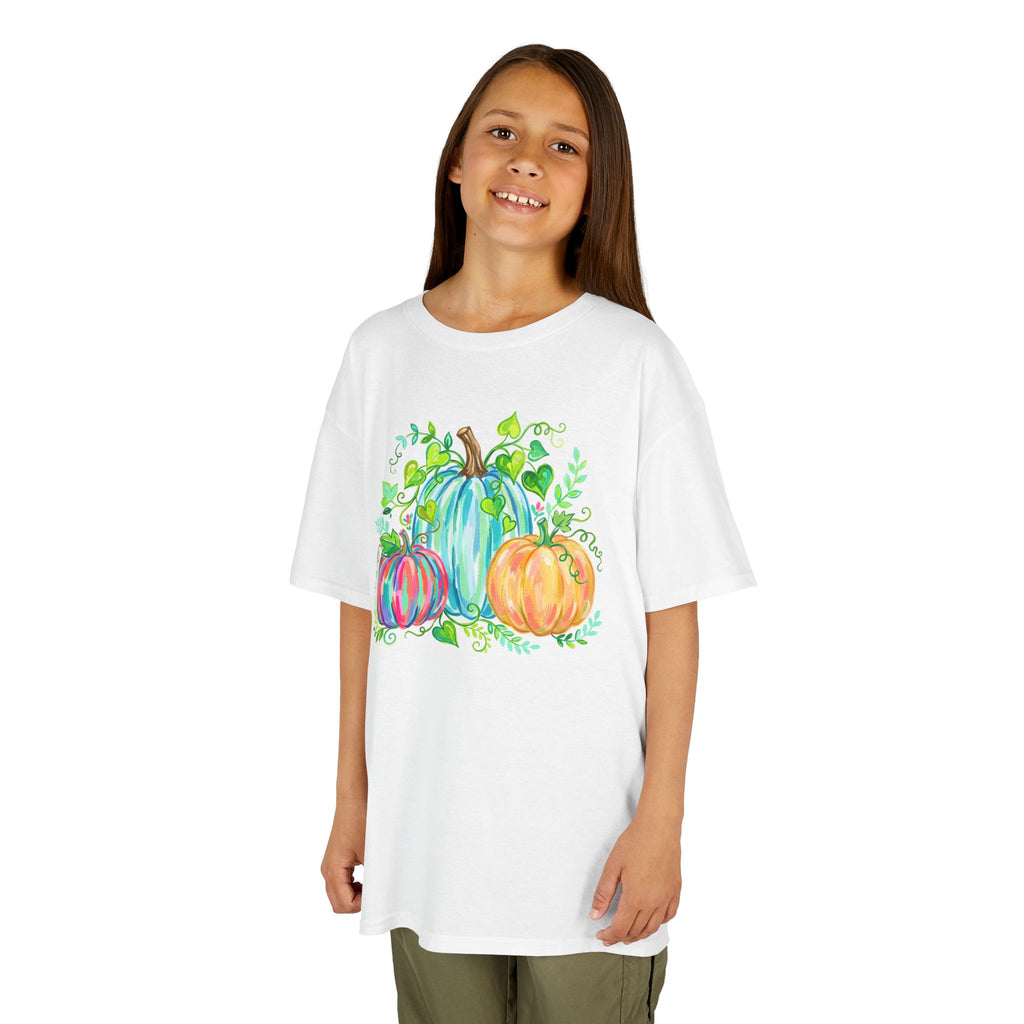 Colorful Watercolor Pumpkins Kids Tee | Bright Fall Graphic T-Shirt | Cr8tive Designs