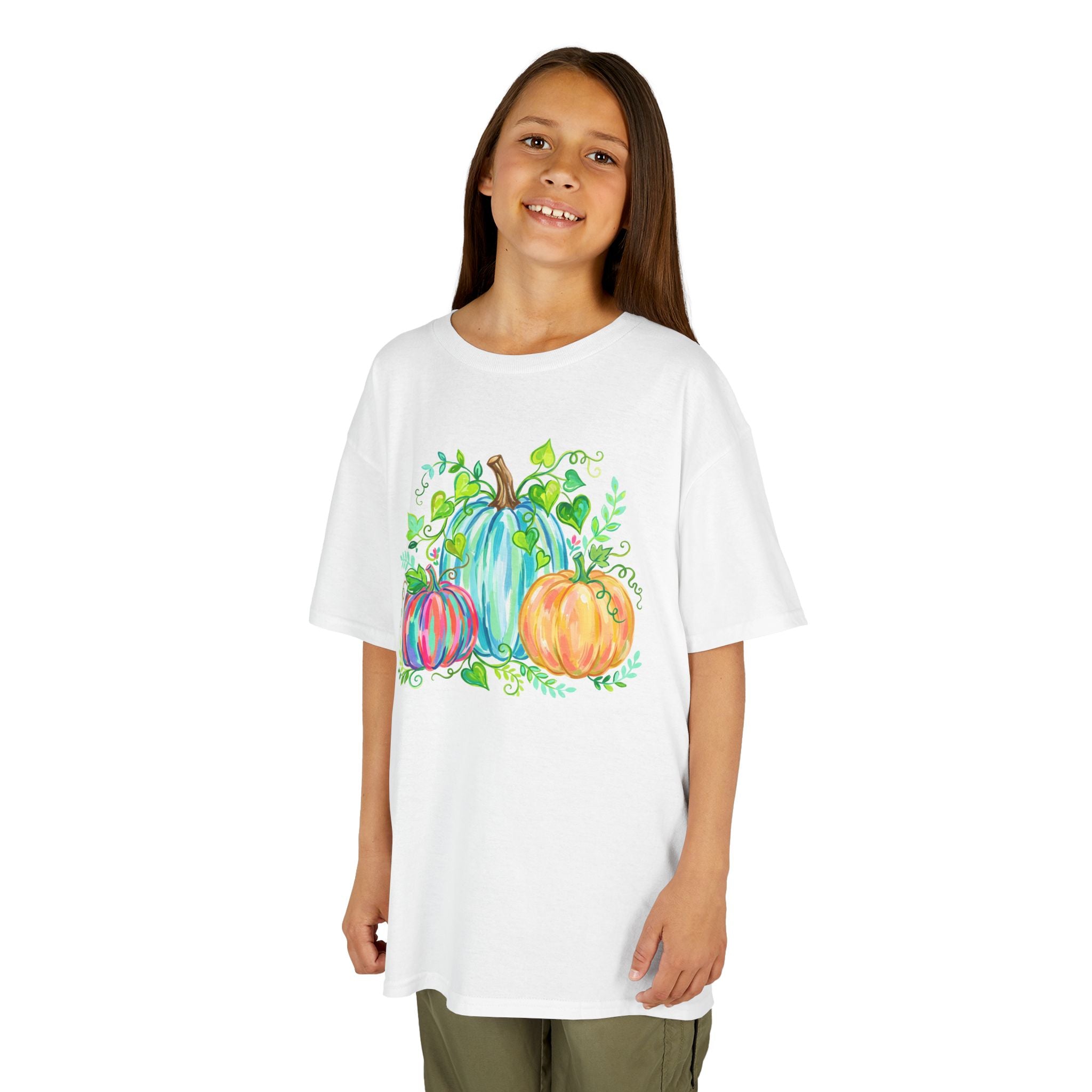 Colorful Watercolor Pumpkins Kids Tee | Bright Fall Graphic T-Shirt | Cr8tive Designs