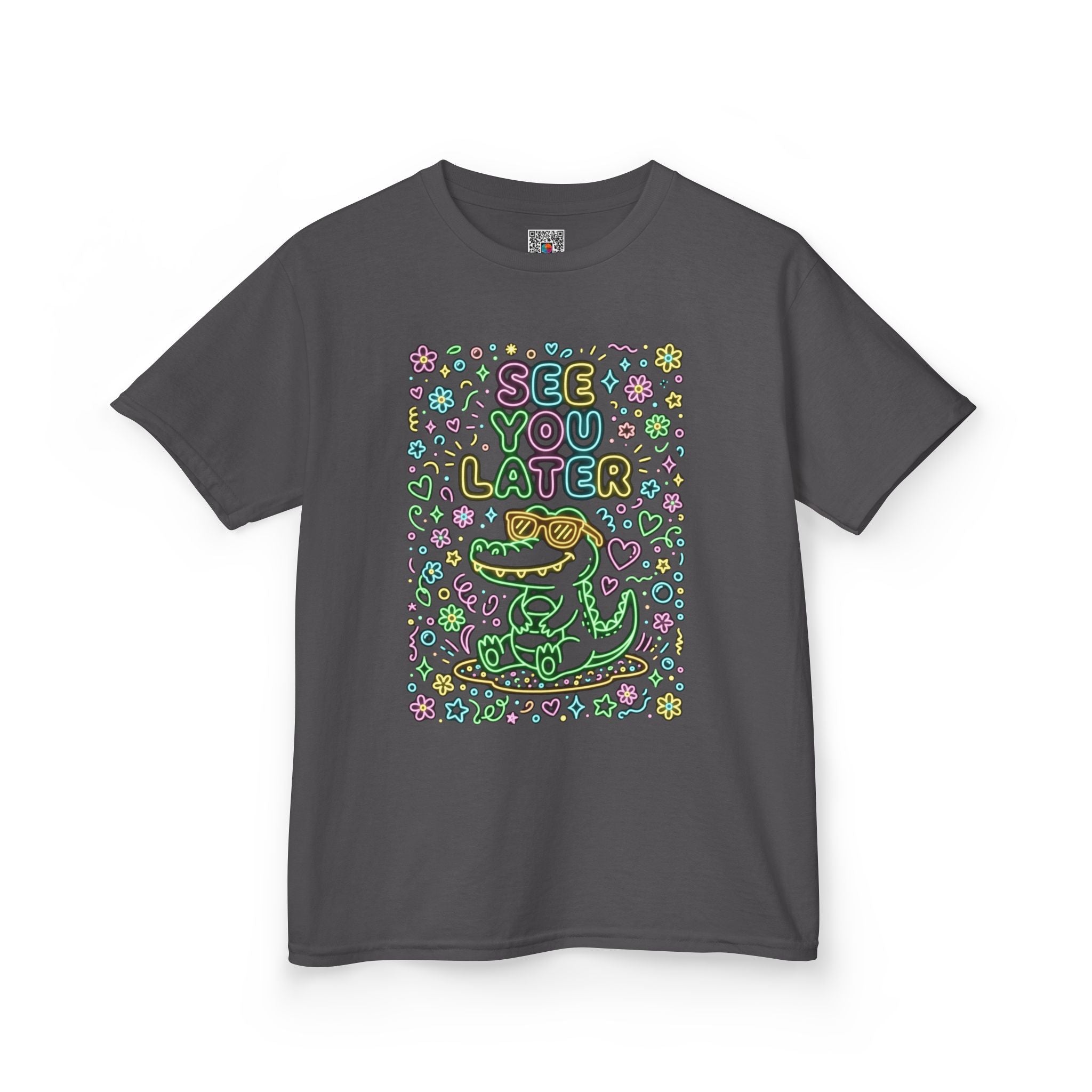 Kids T-Shirt | Neon alligator "See You Later" Cute Graphic Tee | Cr8tive Designs