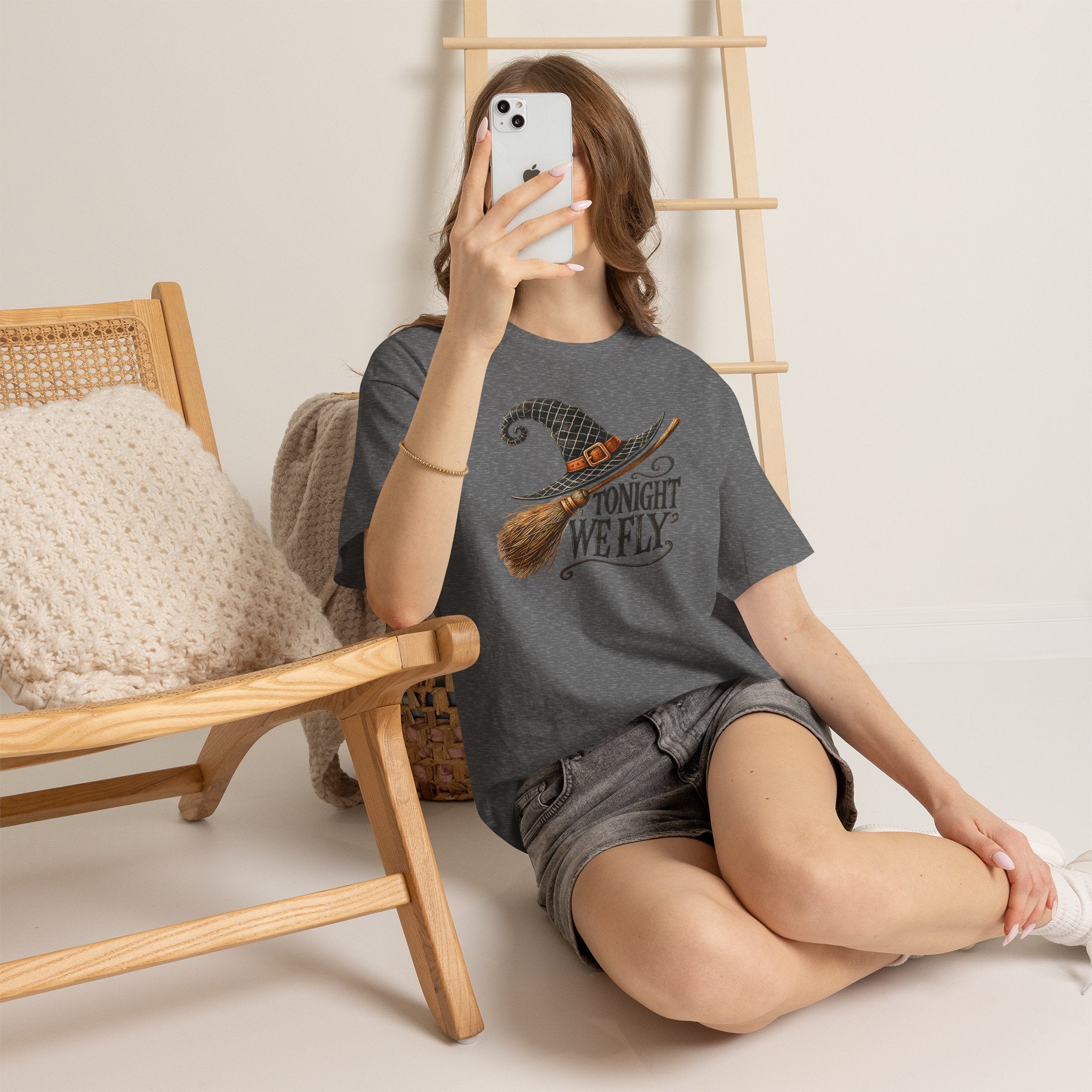 "Tonight We Fly" Witch Broom Tee | Vintage Halloween Graphic T-Shirt | Cr8tive Designs