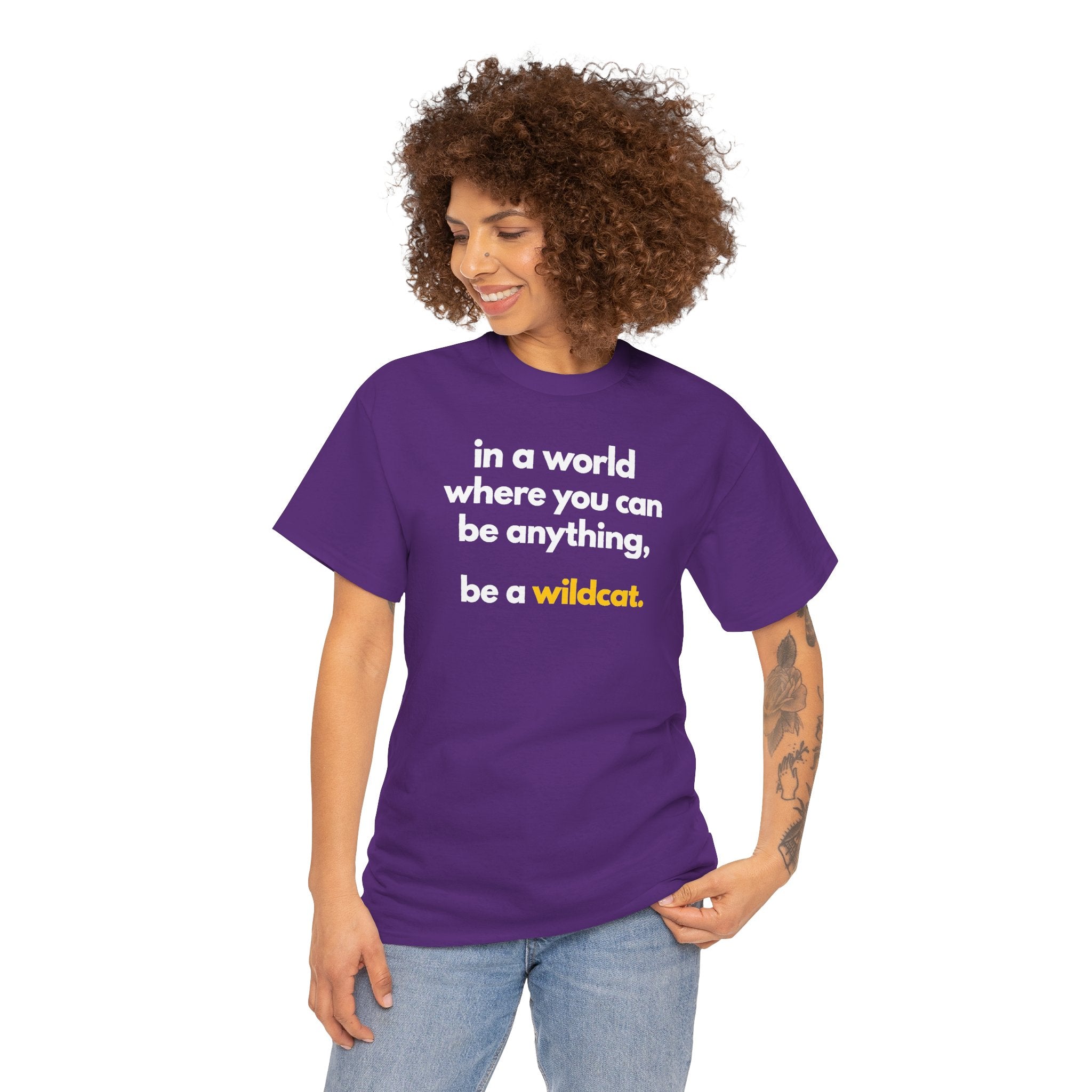 Be A Wildcat T-Shirt | Purple & Gold School Spirit Graphic Tee | Cr8tive Designs